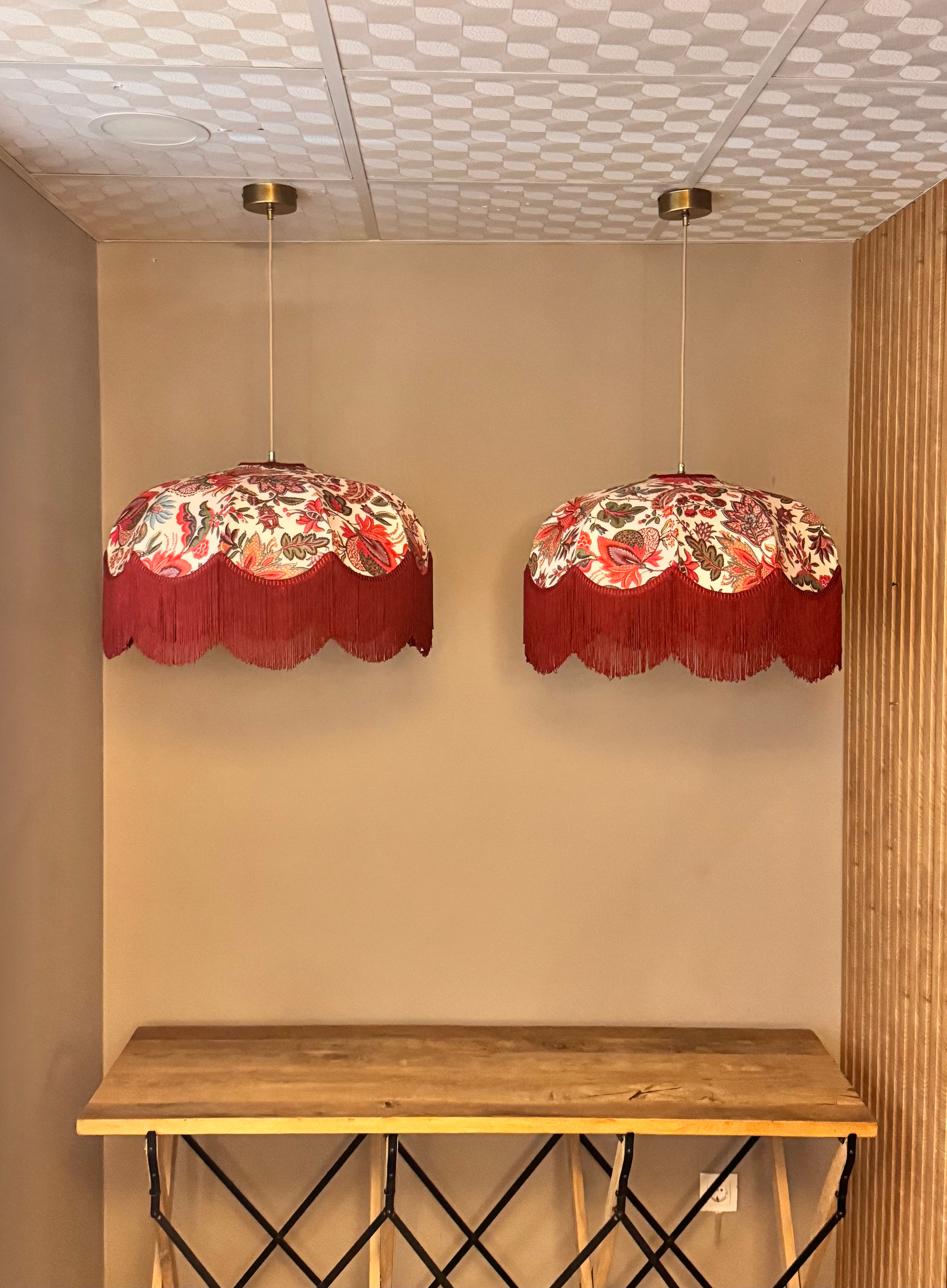 Sofia Antik Desenli Püsküllü El Yapımı Kumaş Avize