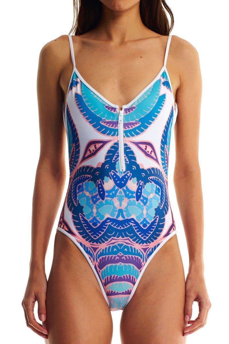 Movom Swimwear-Lola Front Zip One Piece-Bikini & Mayo-1-Milagron.com