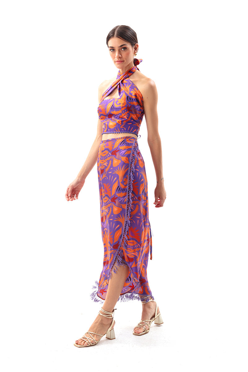 Movom Swimwear-Mauve Cross Neck Blouse-Bluz-4-Milagron.com