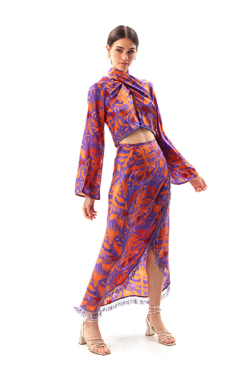 Movom Swimwear-Mauve Cross Neck Robe-Bluz-3-Milagron.com