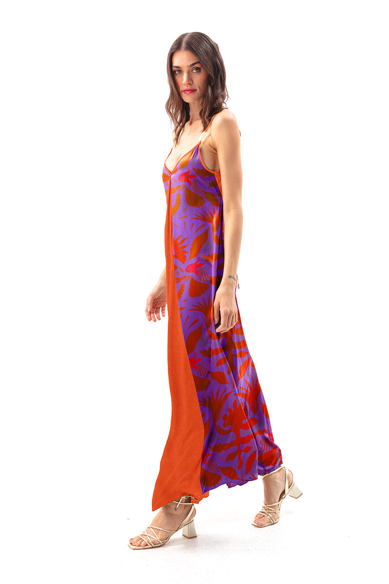 Movom Swimwear-Mauve V Neck Maxi Dress-Elbise-2-Milagron.com