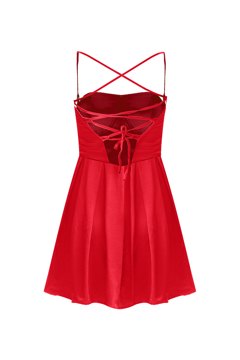 Movom Swimwear-Scarlet Mini Bustier Dress🌱-Elbise-4-Milagron.com