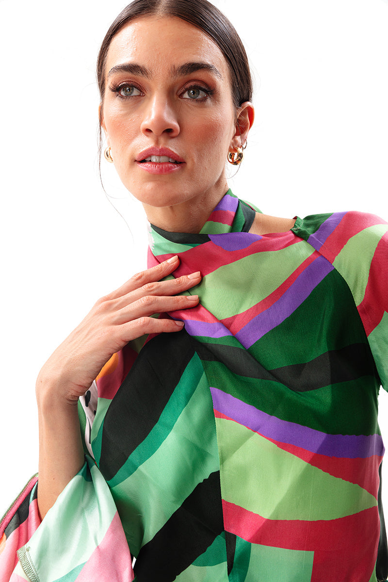 Movom Swimwear-Sylvia Cross Neck Robe-Bluz-2-Milagron.com