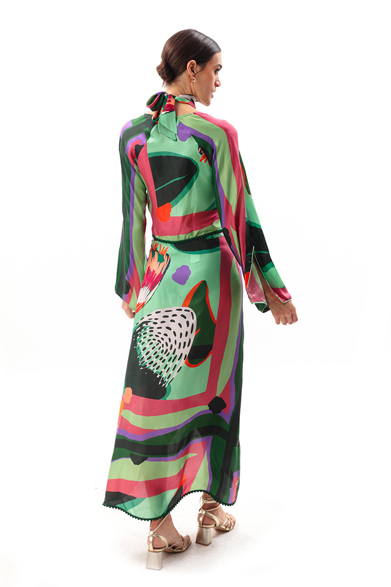 Movom Swimwear-Sylvia Cross Neck Robe-Bluz-3-Milagron.com