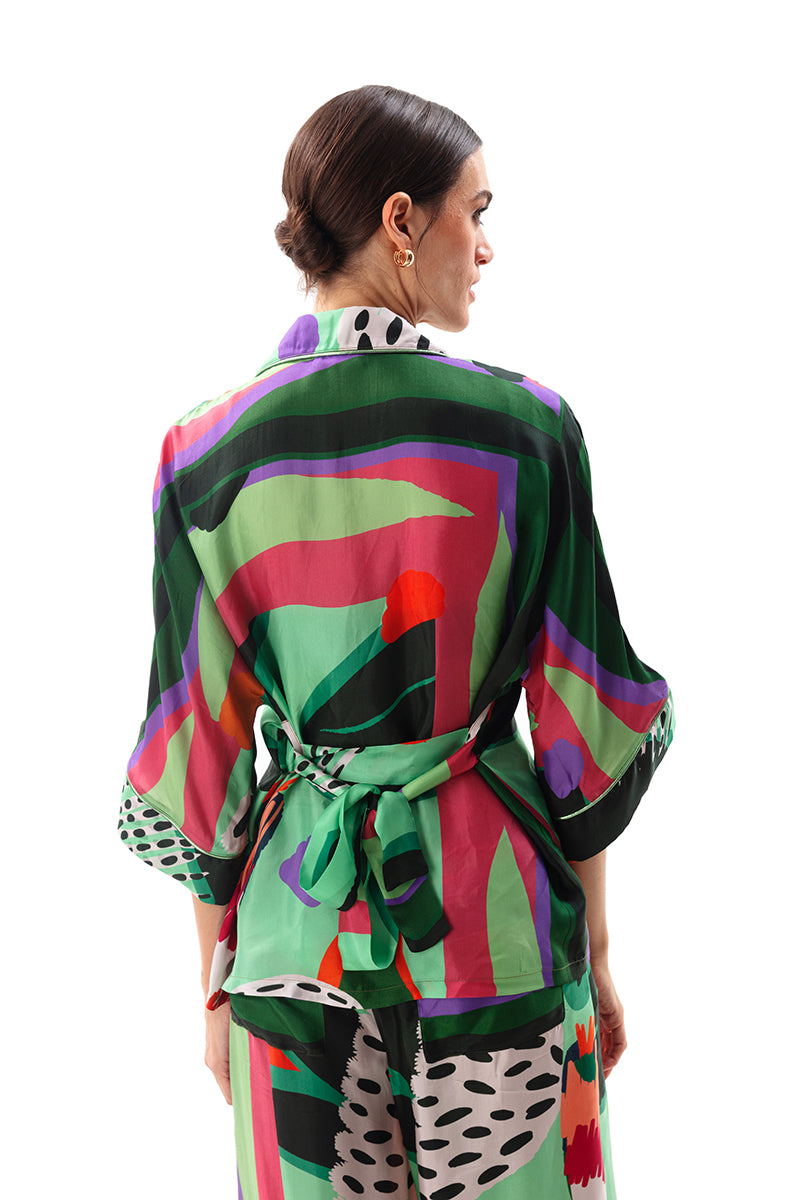 Movom Swimwear-Sylvia Pajama Style Shirt-Bluz-2-Milagron.com