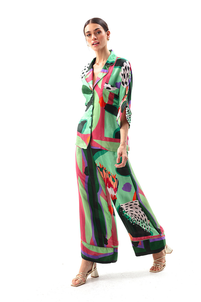 Movom Swimwear-Sylvia Pajama Style Shirt-Bluz-3-Milagron.com