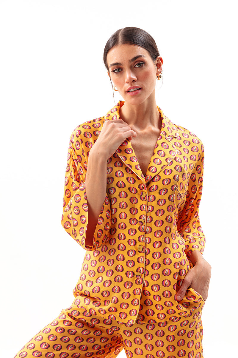 Movom Swimwear-Zing Pajama Style Shirt-Bluz-1-Milagron.com