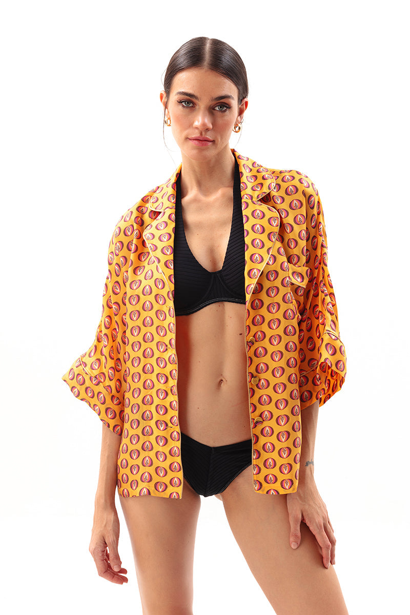 Movom Swimwear-Zing Pajama Style Shirt-Bluz-5-Milagron.com