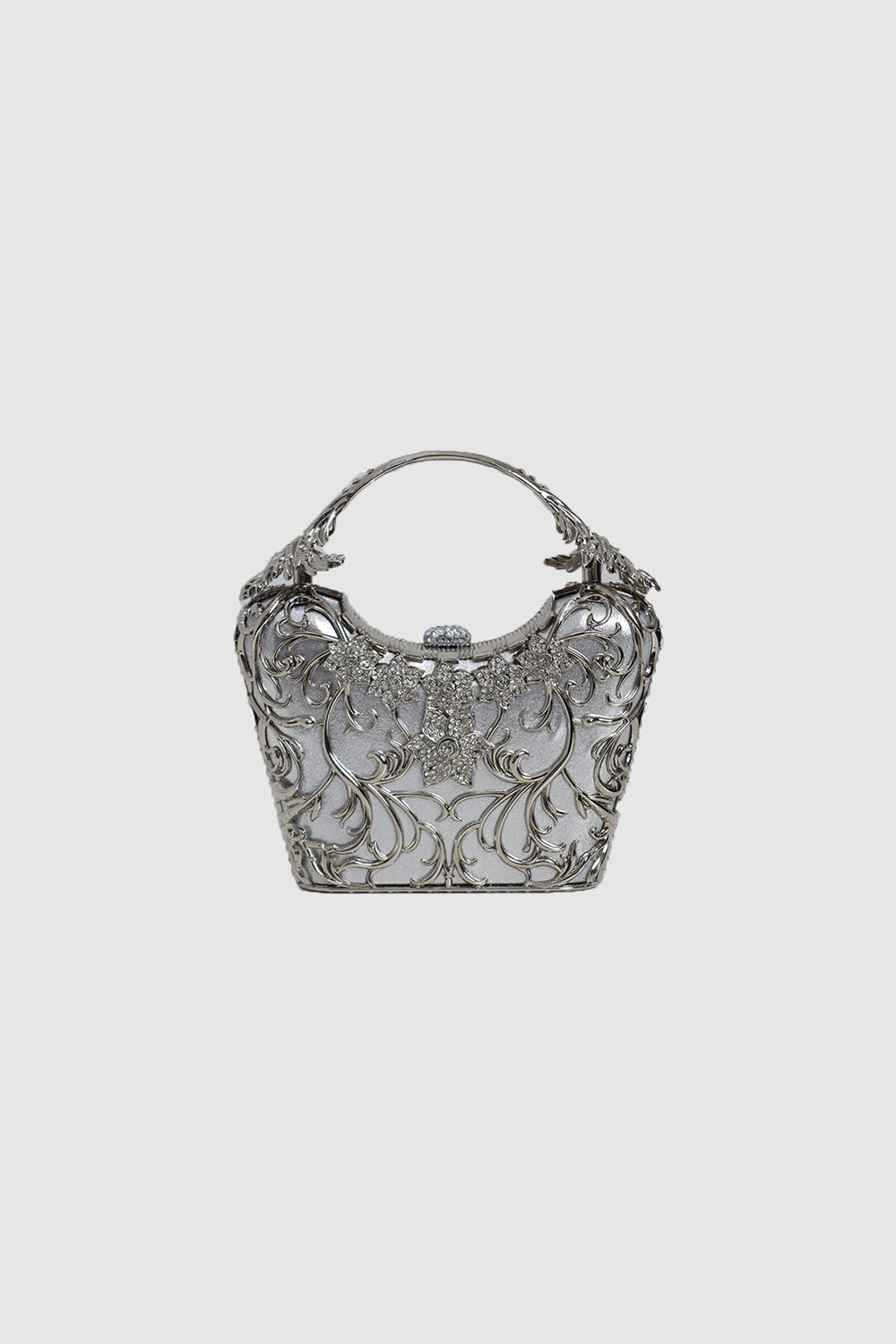 Amelise Gümüş Clutch Abiye Çanta - 0