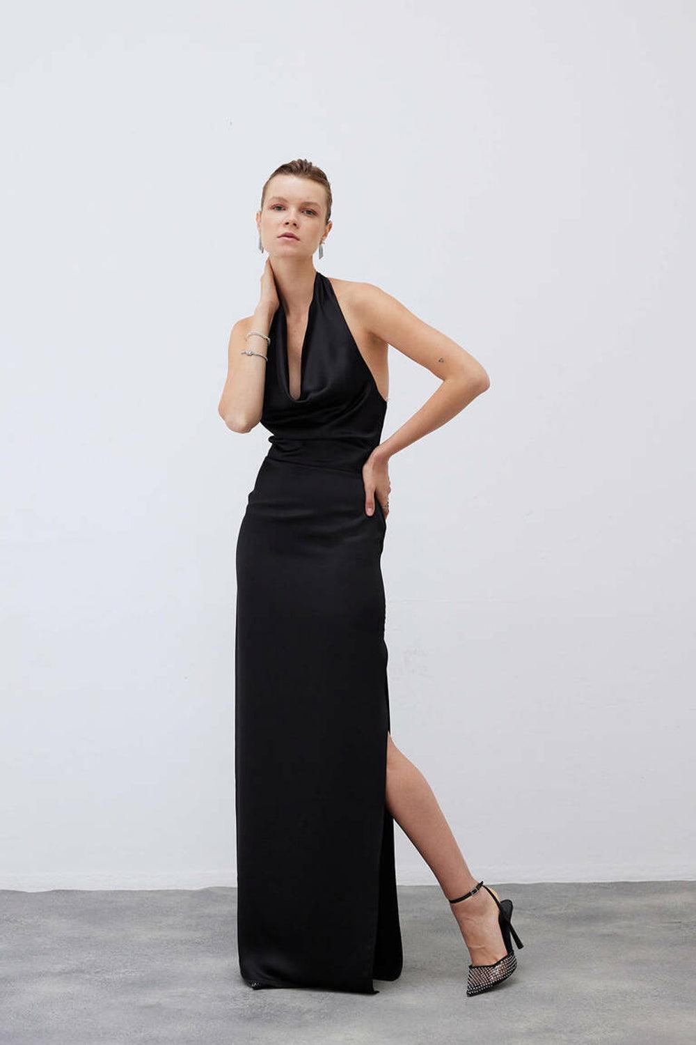 Mozto-Andra Maxi Black Dress-Elbise-1-Milagron.com
