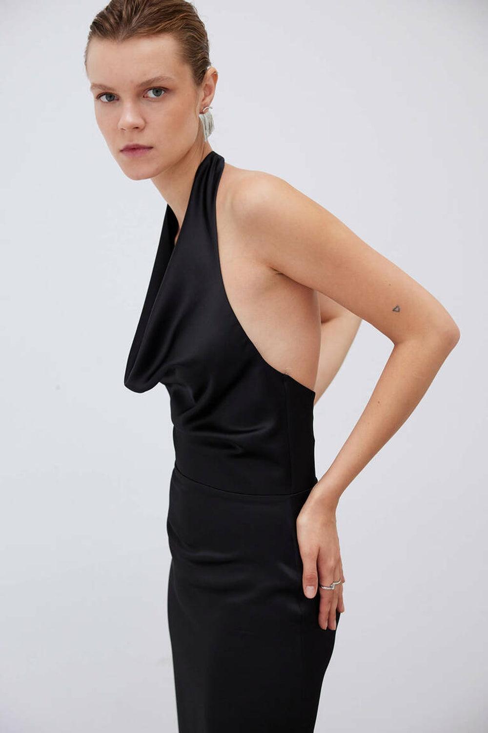 Mozto-Andra Maxi Black Dress-Elbise-5-Milagron.com
