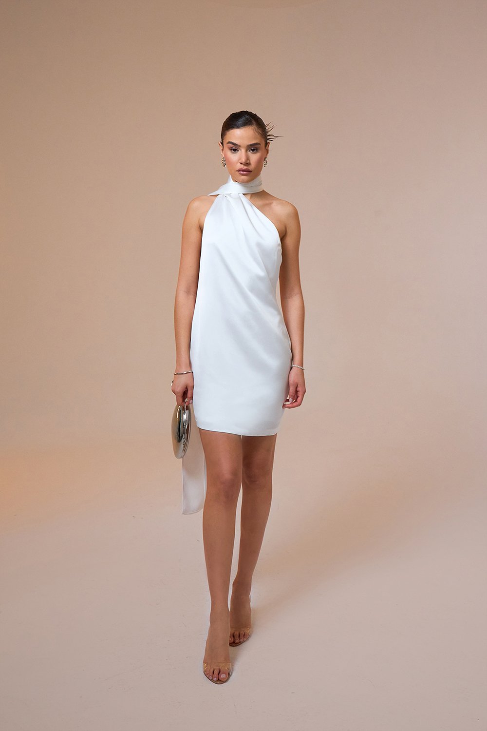 Mozto-Carina Halter Neck Satin Mini Dress-Elbise-1-Milagron.com