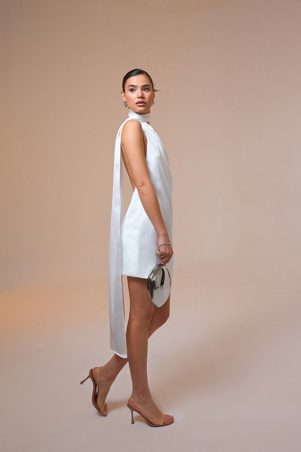 Mozto-Carina Halter Neck Satin Mini Dress-Elbise-5-Milagron.com