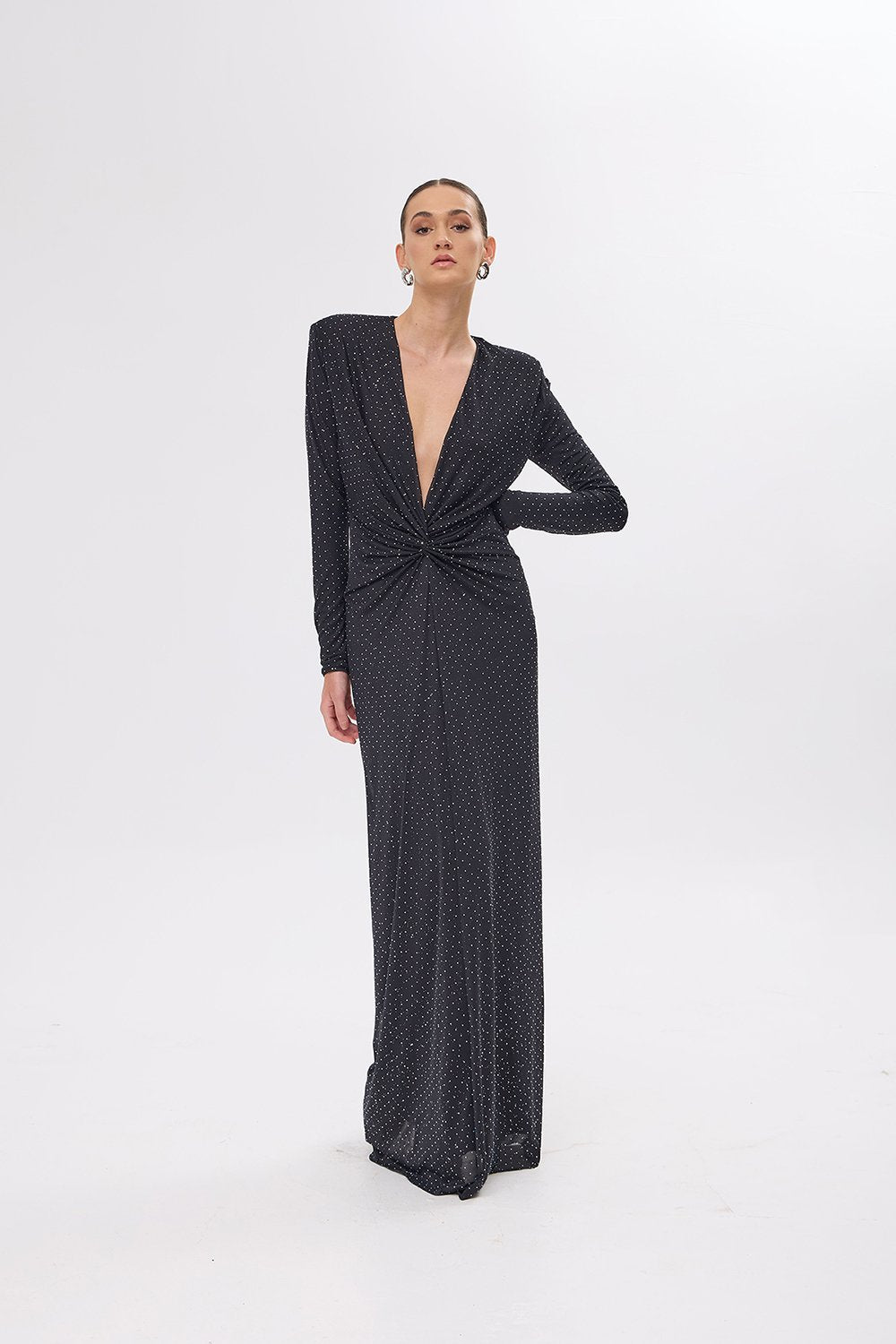 Mozto-Jana Long Sleeve Black Dress-Elbise-1-Milagron.com