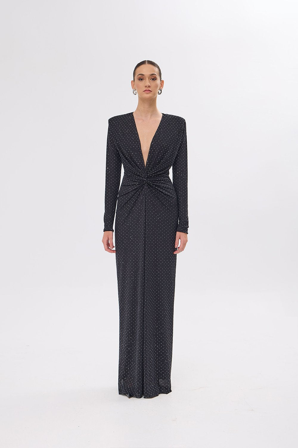 Mozto-Jana Long Sleeve Black Dress-Elbise-3-Milagron.com