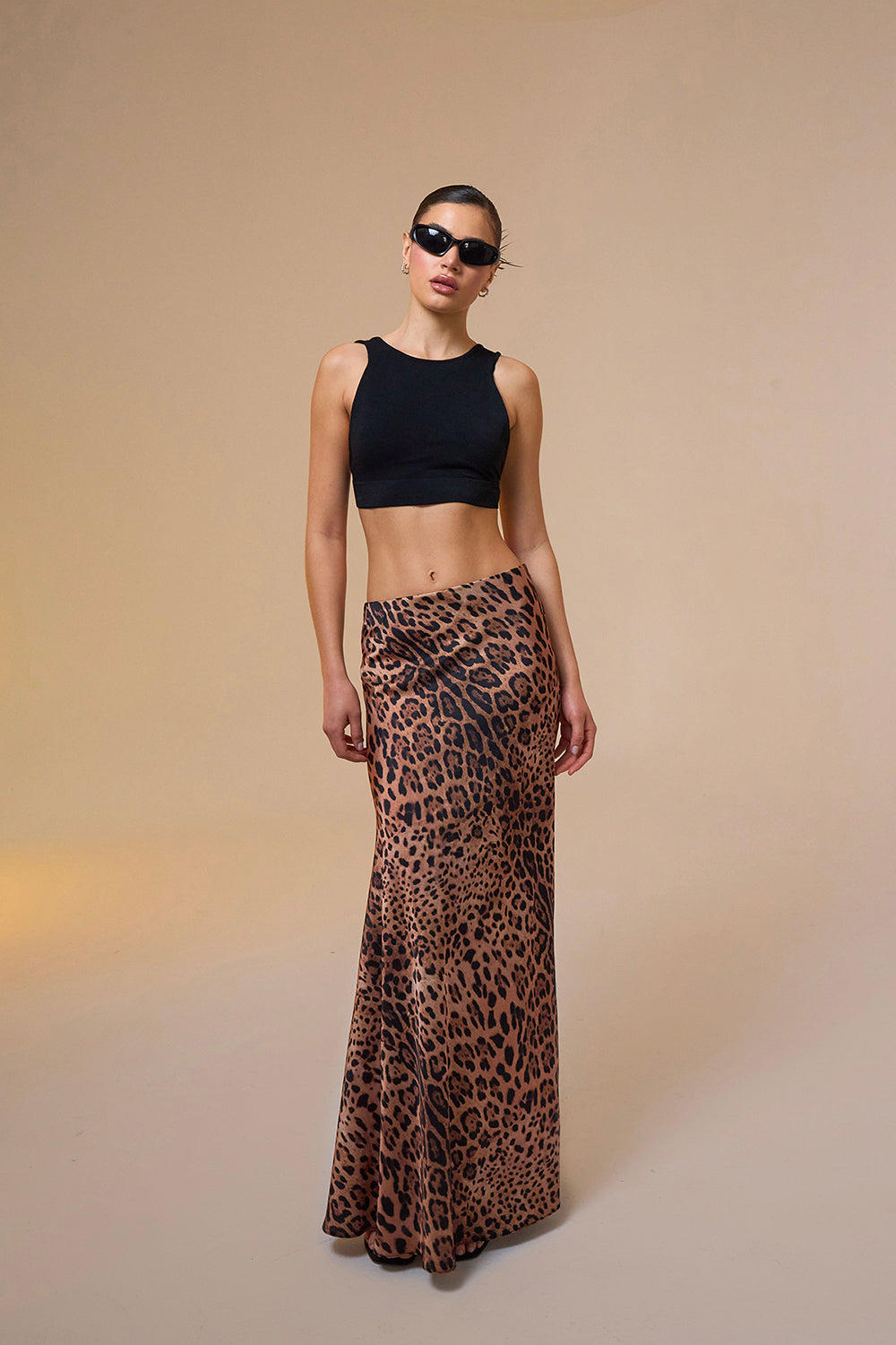 Mozto-Larissa Leopar Printed Maxi Skirt-Etek-1-Milagron.com