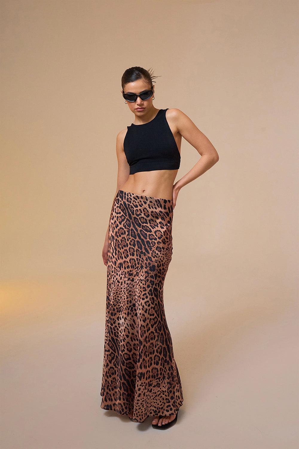 Mozto-Larissa Leopar Printed Maxi Skirt-Etek-3-Milagron.com