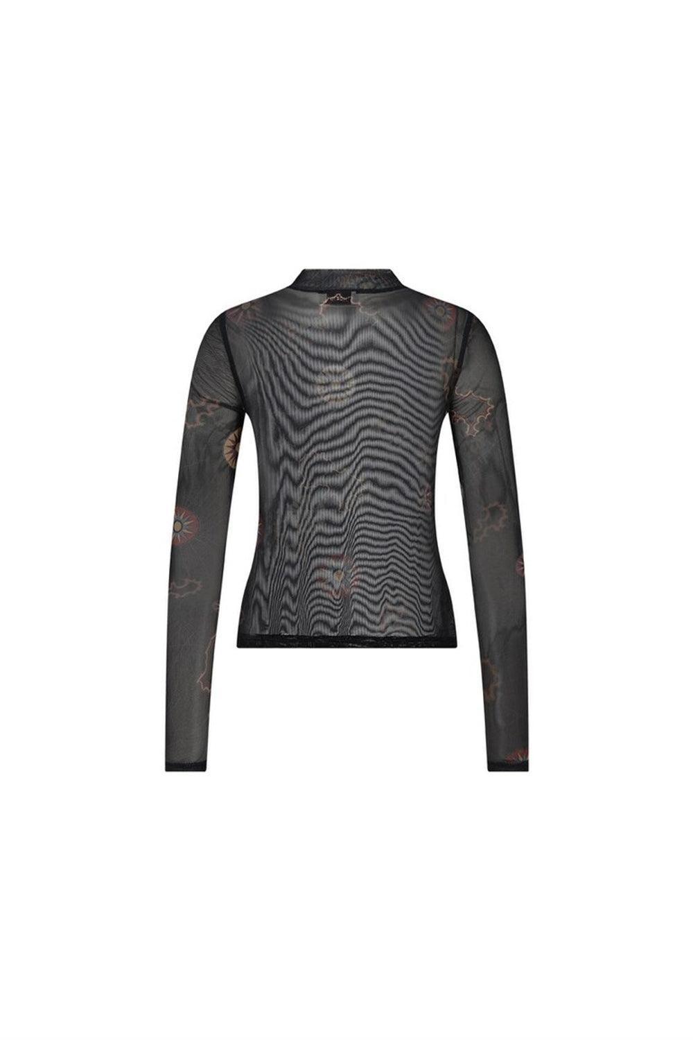 Mozto-Nora Güneş Baskılı Siyah Tül Body-T-Shirts-2-Milagron.com