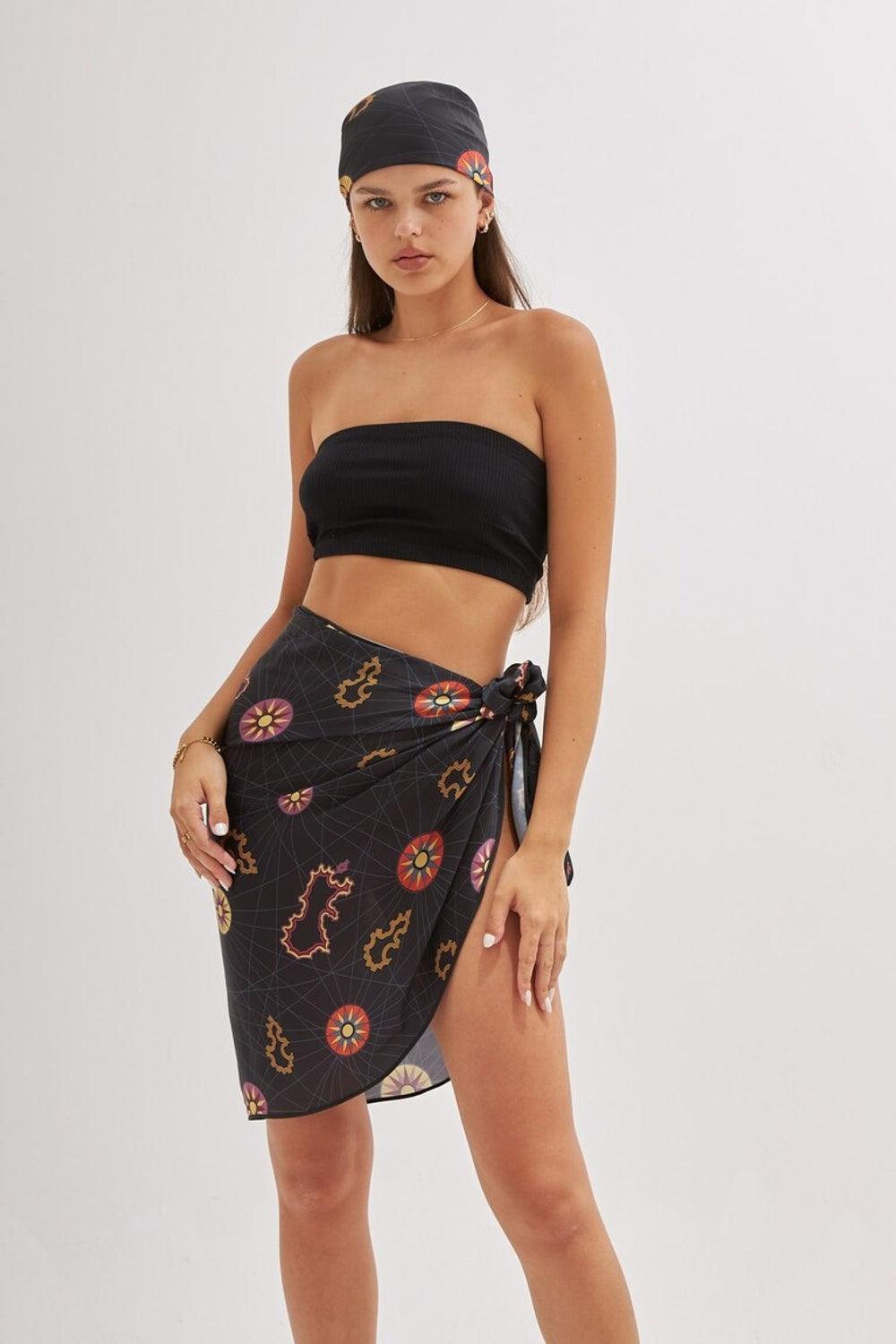 Mozto-Sunny Basklı Siyah Pareo-Pareo & Bandana-3-Milagron.com