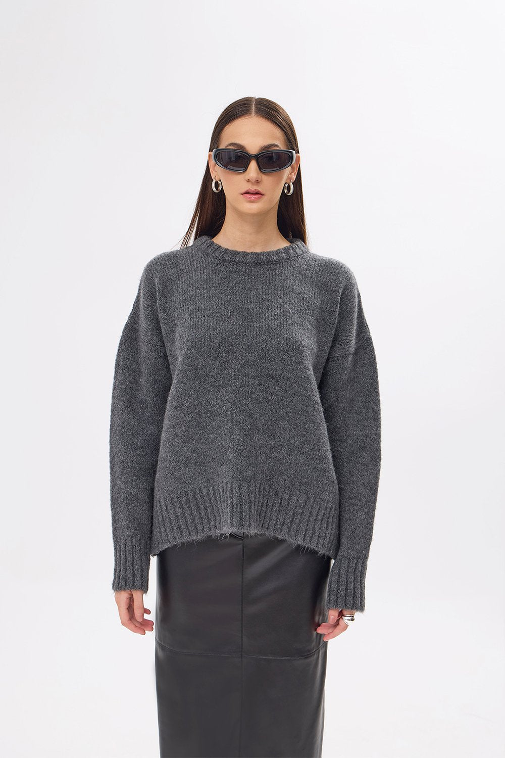 Mozto-Whitney Grey Oversize Kazak-Kazak & Triko-1-Milagron.com