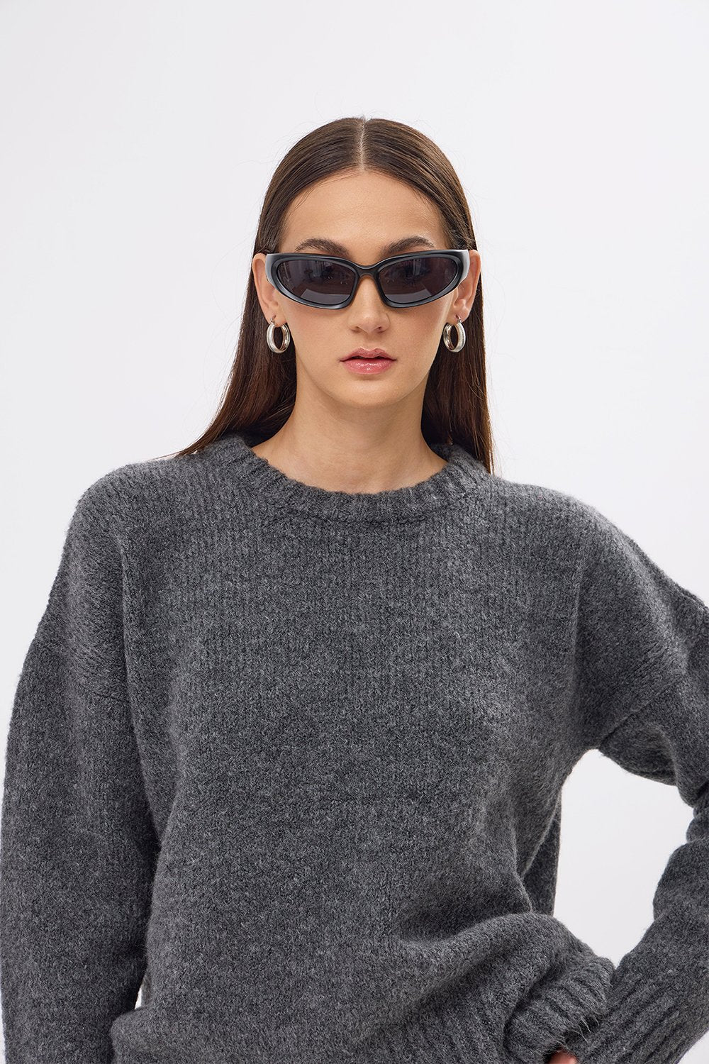 Mozto-Whitney Grey Oversize Kazak-Kazak & Triko-2-Milagron.com