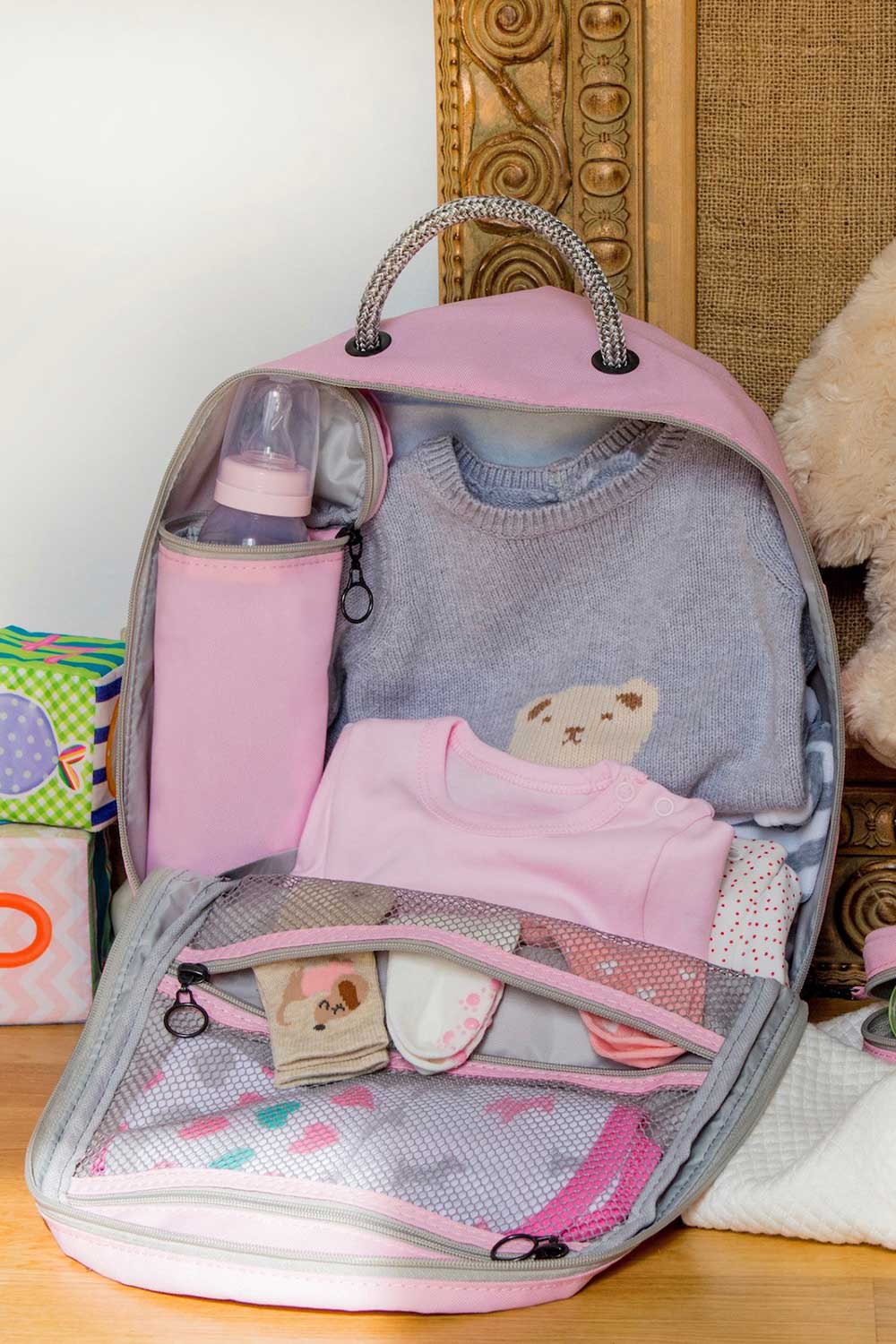 Muca-Pembe Gogi Set - Bebek Bakım Sırt Çanta Set-Sırt Çantası-12-Milagron.com