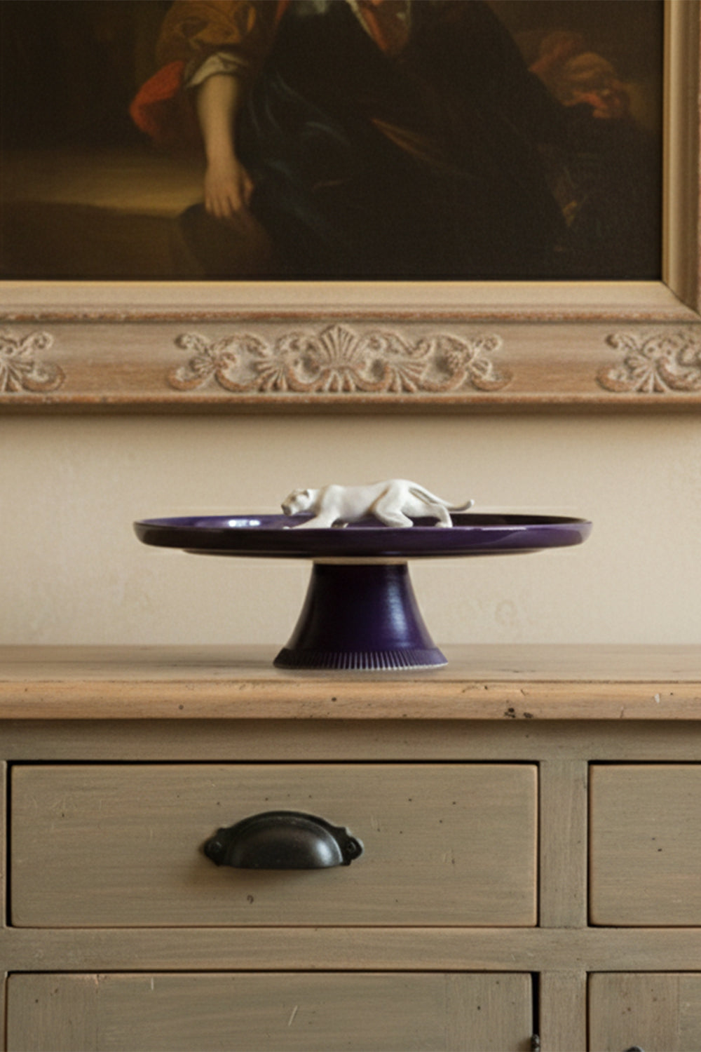 Ayaklı Panter Figürlü Sunum Tabağı - 0