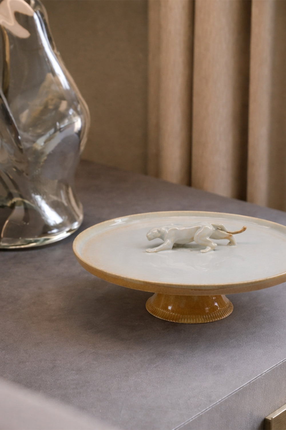 Ayaklı Panter Figürlü Sunum Tabağı - 4