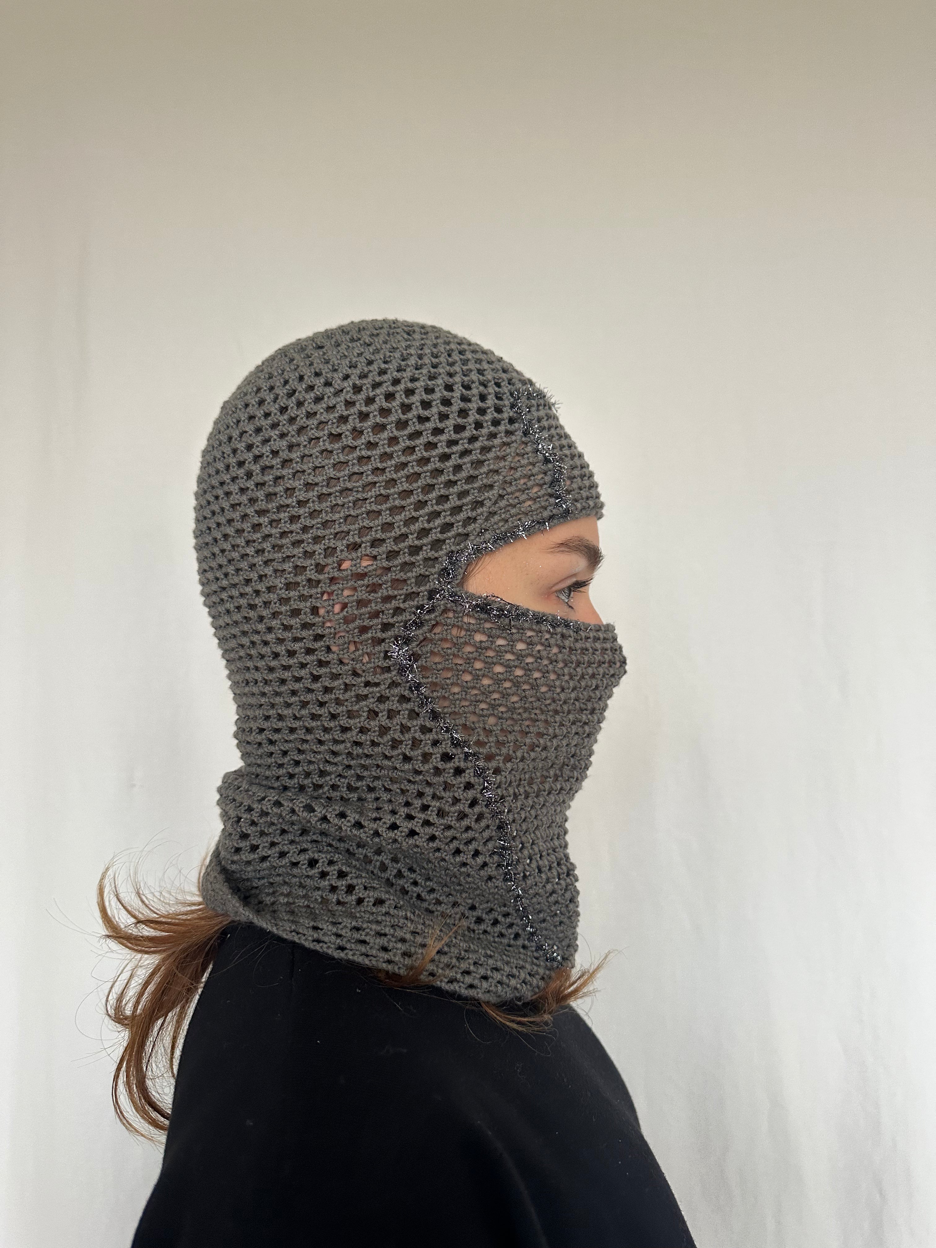 Mujj Studio-Grey Hand Crocheted Mask-Maske-2-Milagron.com