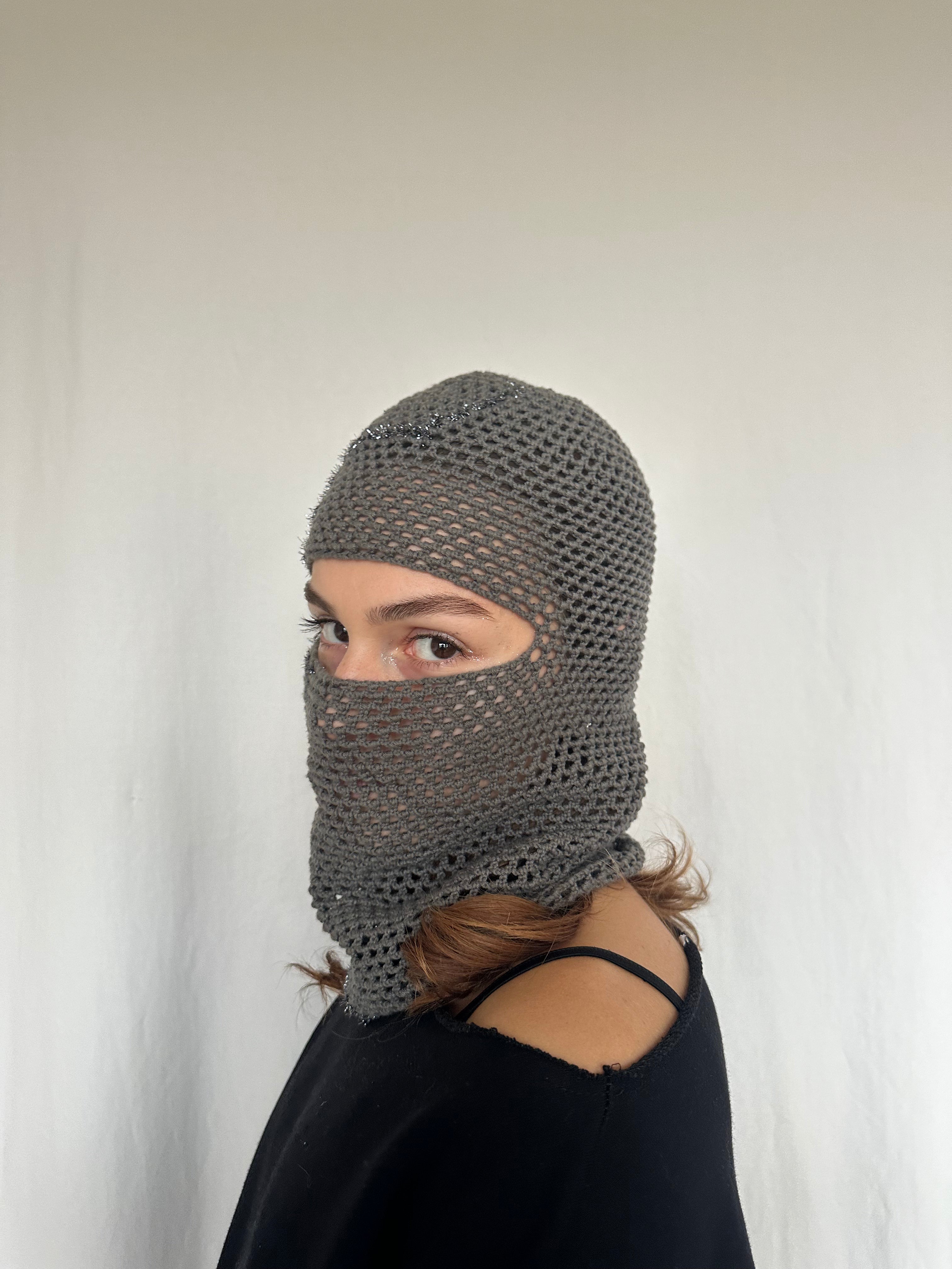 Mujj Studio-Grey Hand Crocheted Mask-Maske-3-Milagron.com