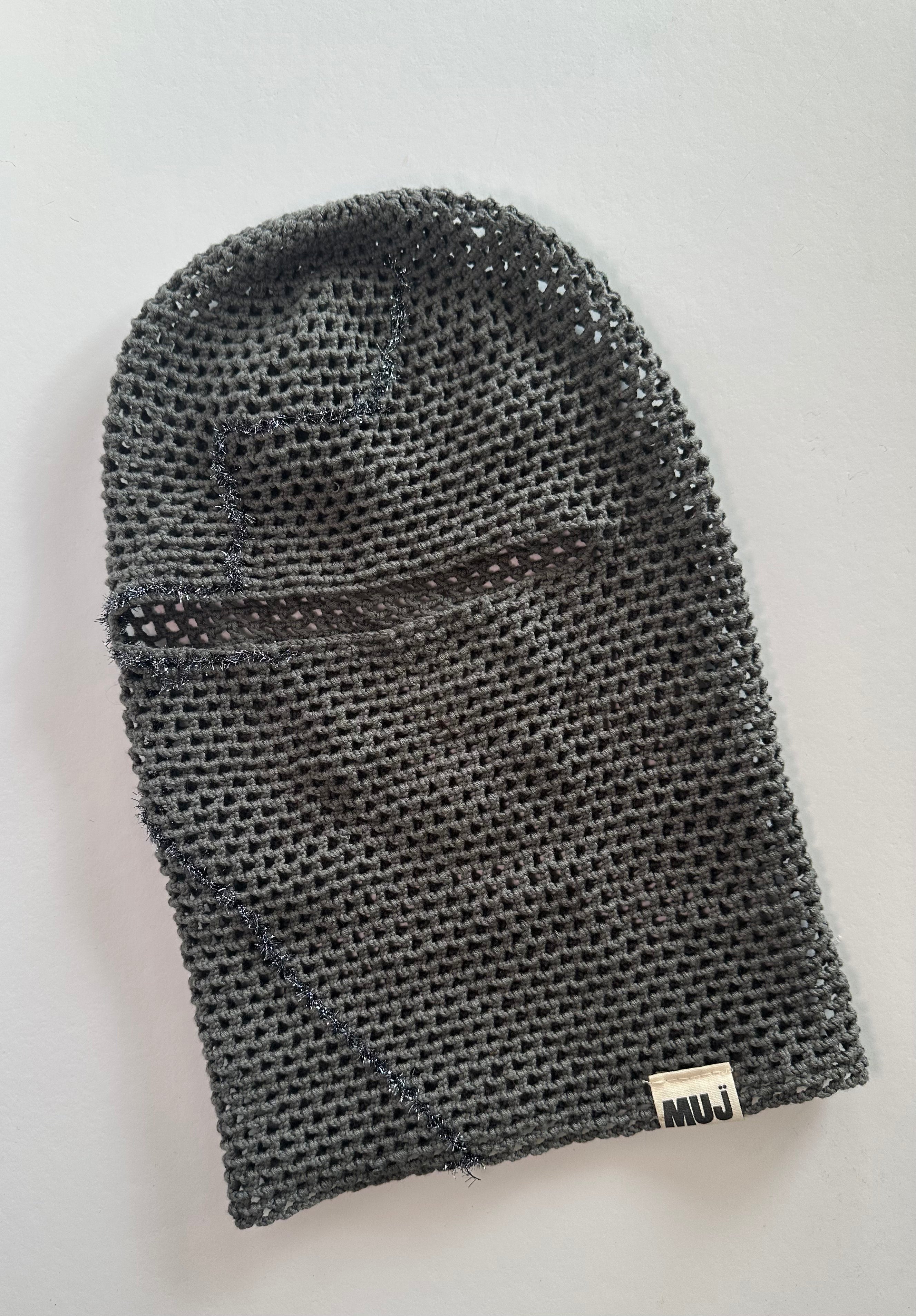 Mujj Studio-Grey Hand Crocheted Mask-Maske-4-Milagron.com