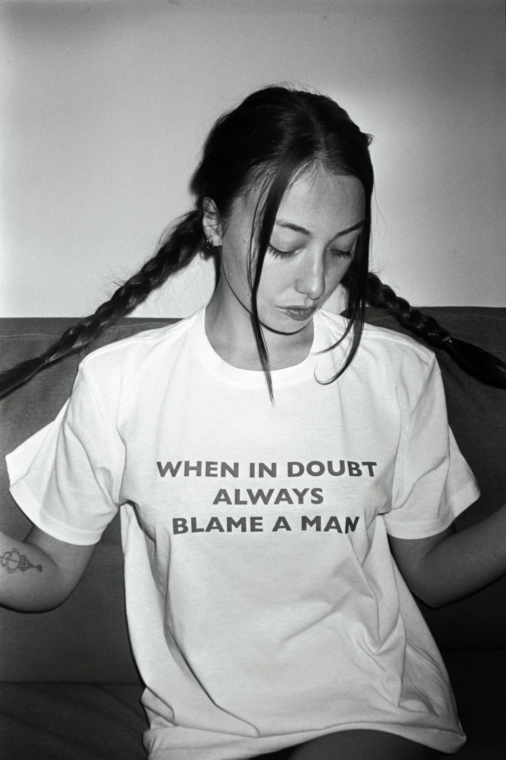 Mujj Studio-When In Doubt Always Blame A Man T Shirt-T-Shirts-1-Milagron.com