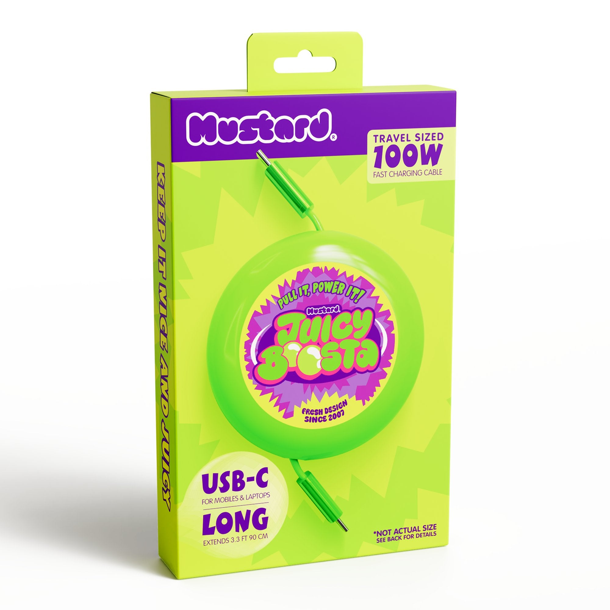 Mustard Juicy Boosta Usb-C 100W Hızlı Şarj Kablosu - Yeşil