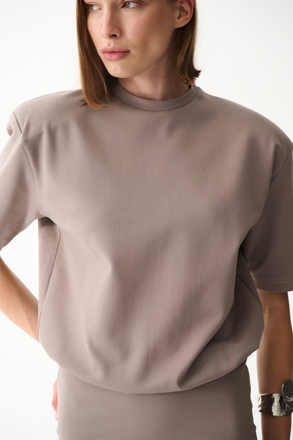 Naia-Miu T Shirt Elbise / Taş Rengi-Elbise-8-Milagron.com