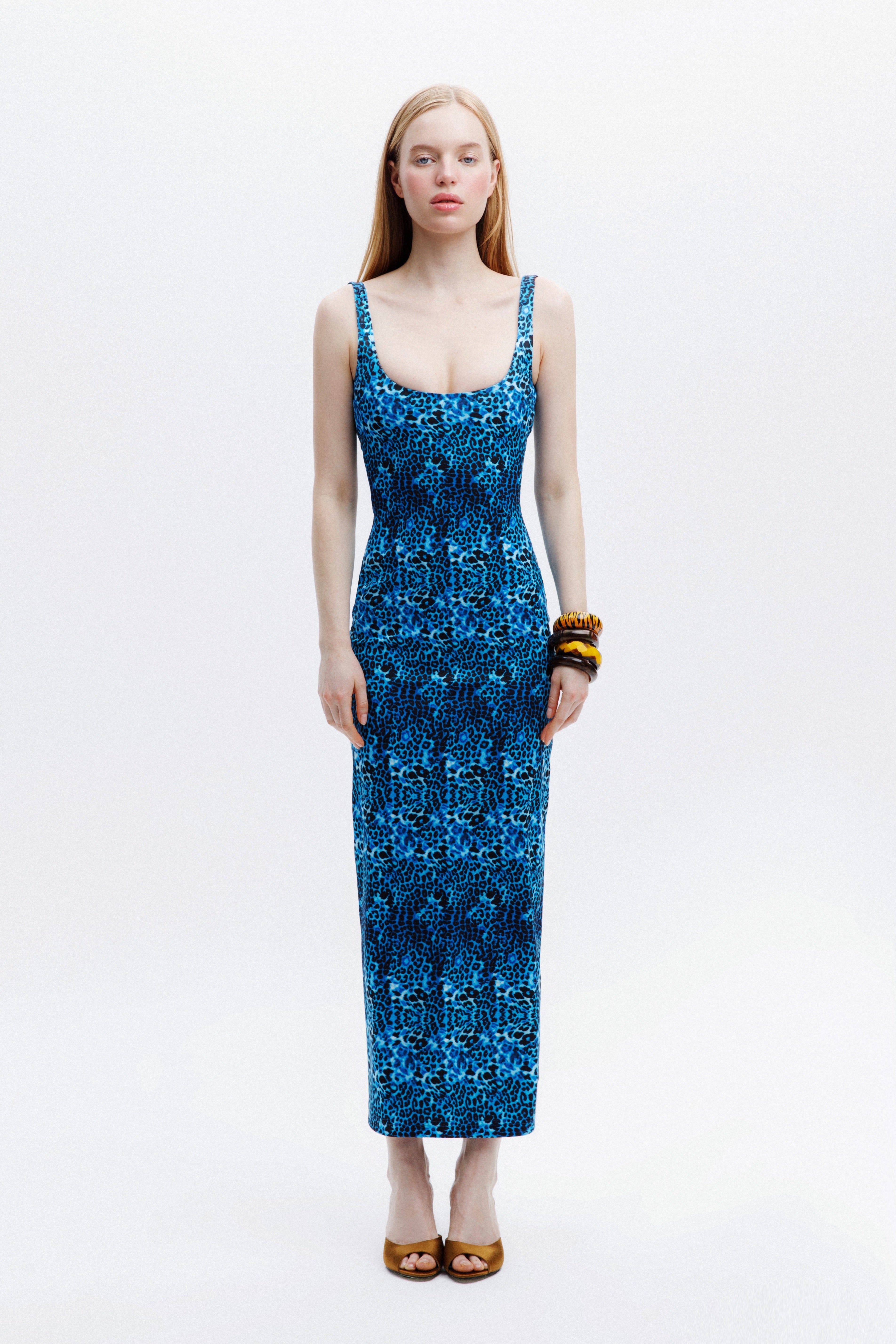 Naia-Alora Elbi̇se / Mavi̇ Leopar Desenli̇-Elbise-2-Milagron.com