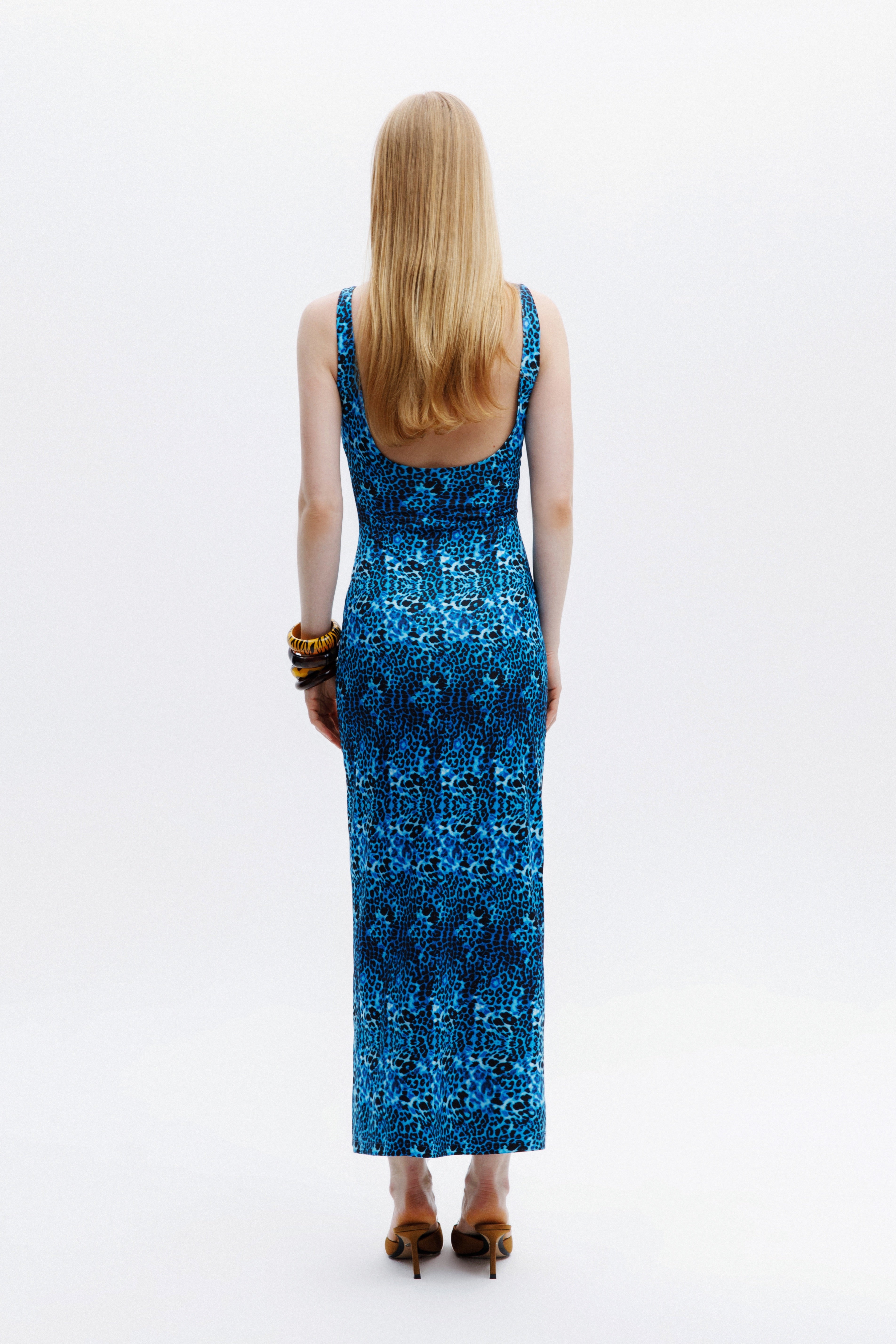 Naia-Alora Elbi̇se / Mavi̇ Leopar Desenli̇-Elbise-4-Milagron.com