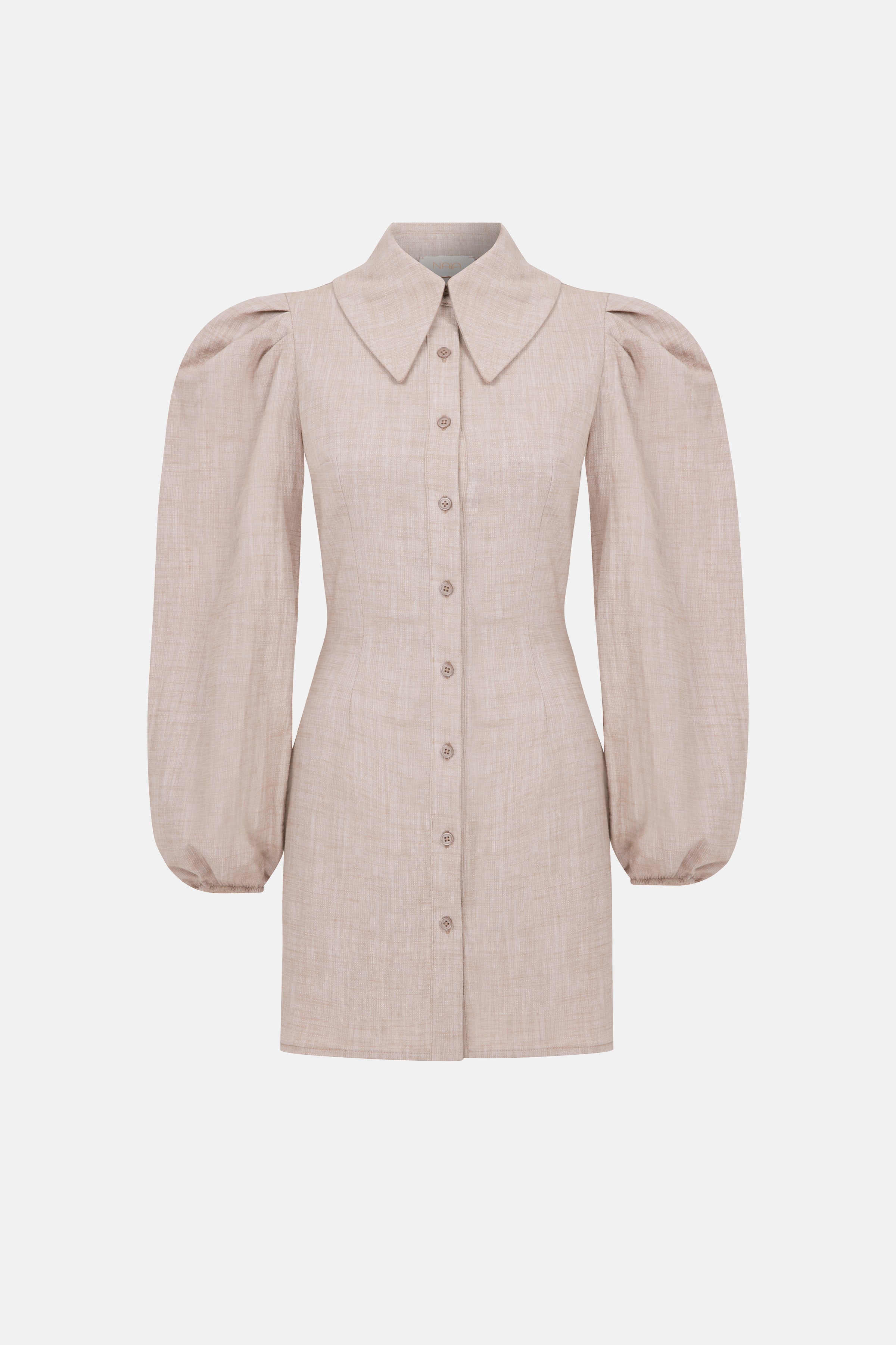 Naia-Amber Gömlek Elbise / Bej-Elbise-6-Milagron.com