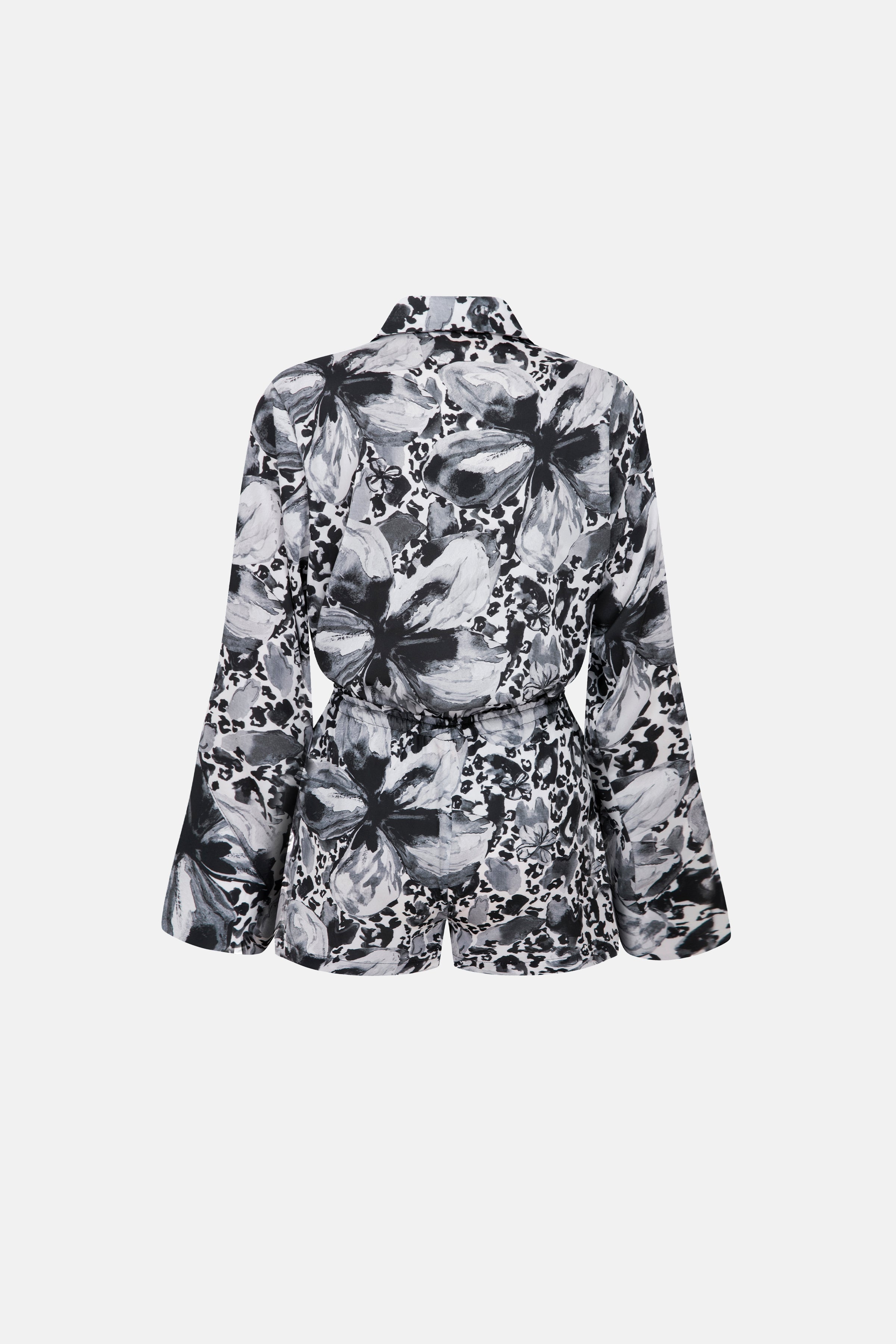 Naia-Aura Şortlu Takım / Siyah Beyaz Çiçekli-Alt - Üst Takım-3-Milagron.com