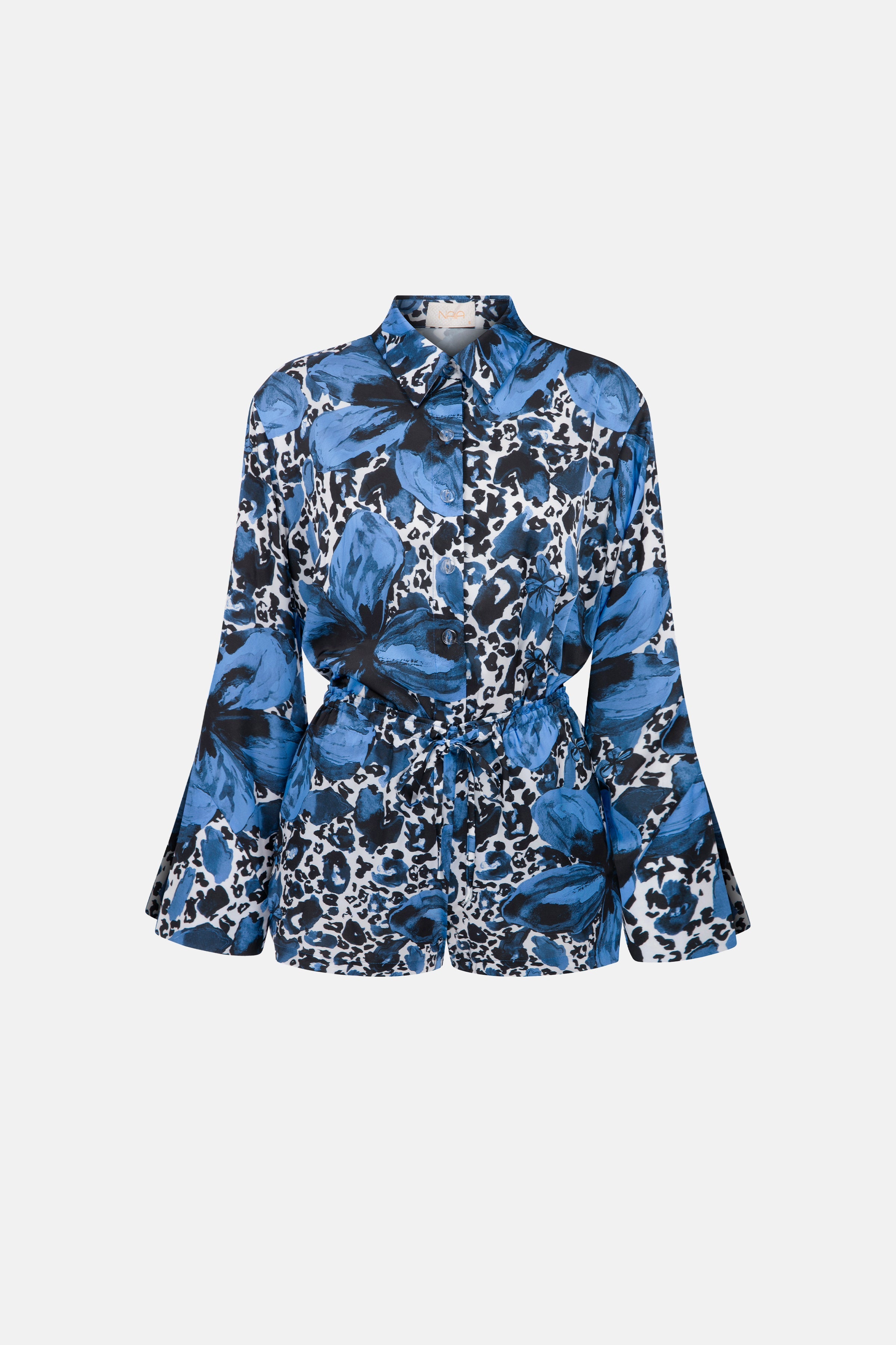 Naia-Aura Şortlu Takım / Siyah Mavi Çiçekli-Alt - Üst Takım-1-Milagron.com