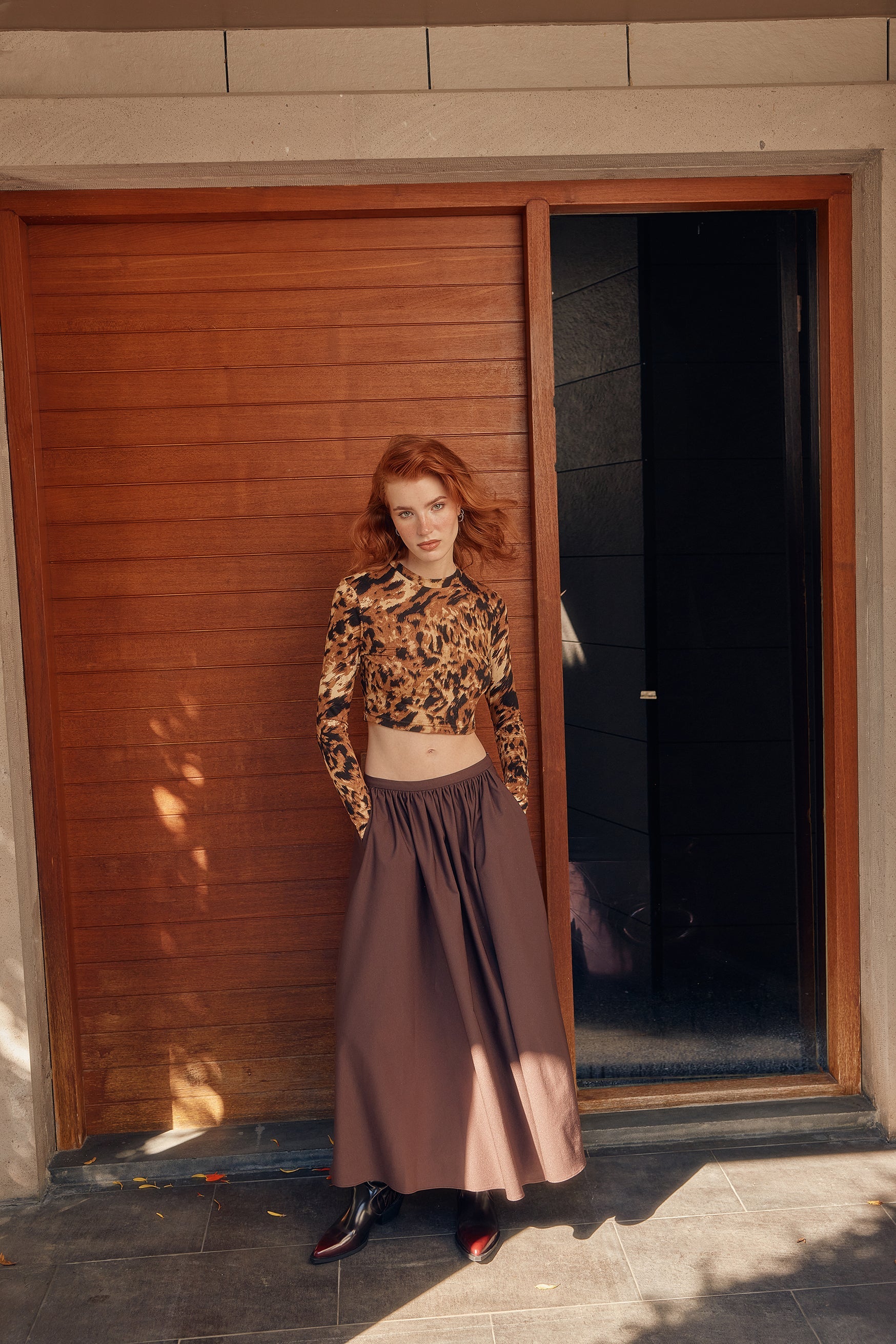 Naia-Ava Maxi Etek / Kahverengi-Etek-1-Milagron.com