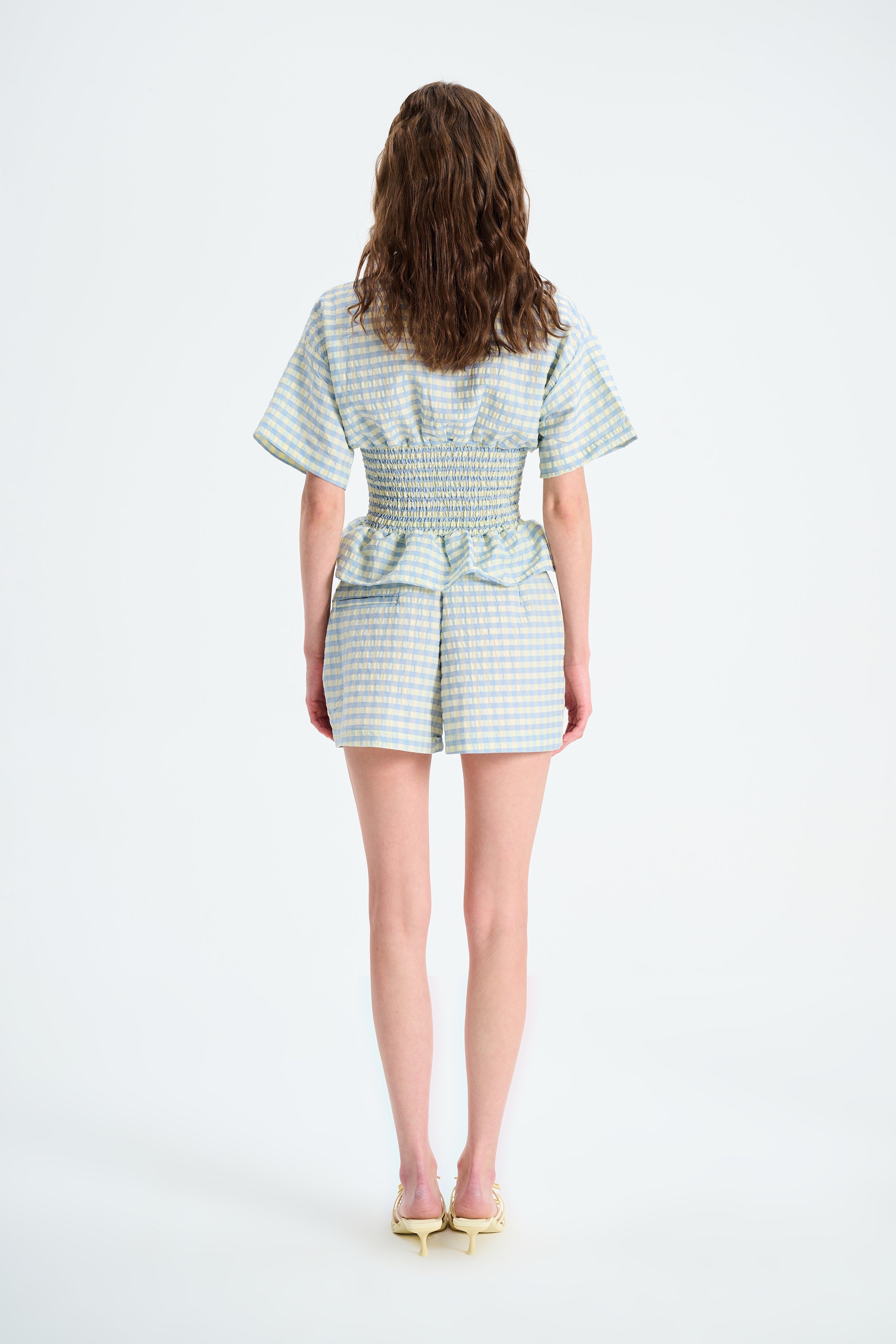 Naia-Blair şort / Ekru Yeşi̇l Ekoseli̇-Şort-3-Milagron.com