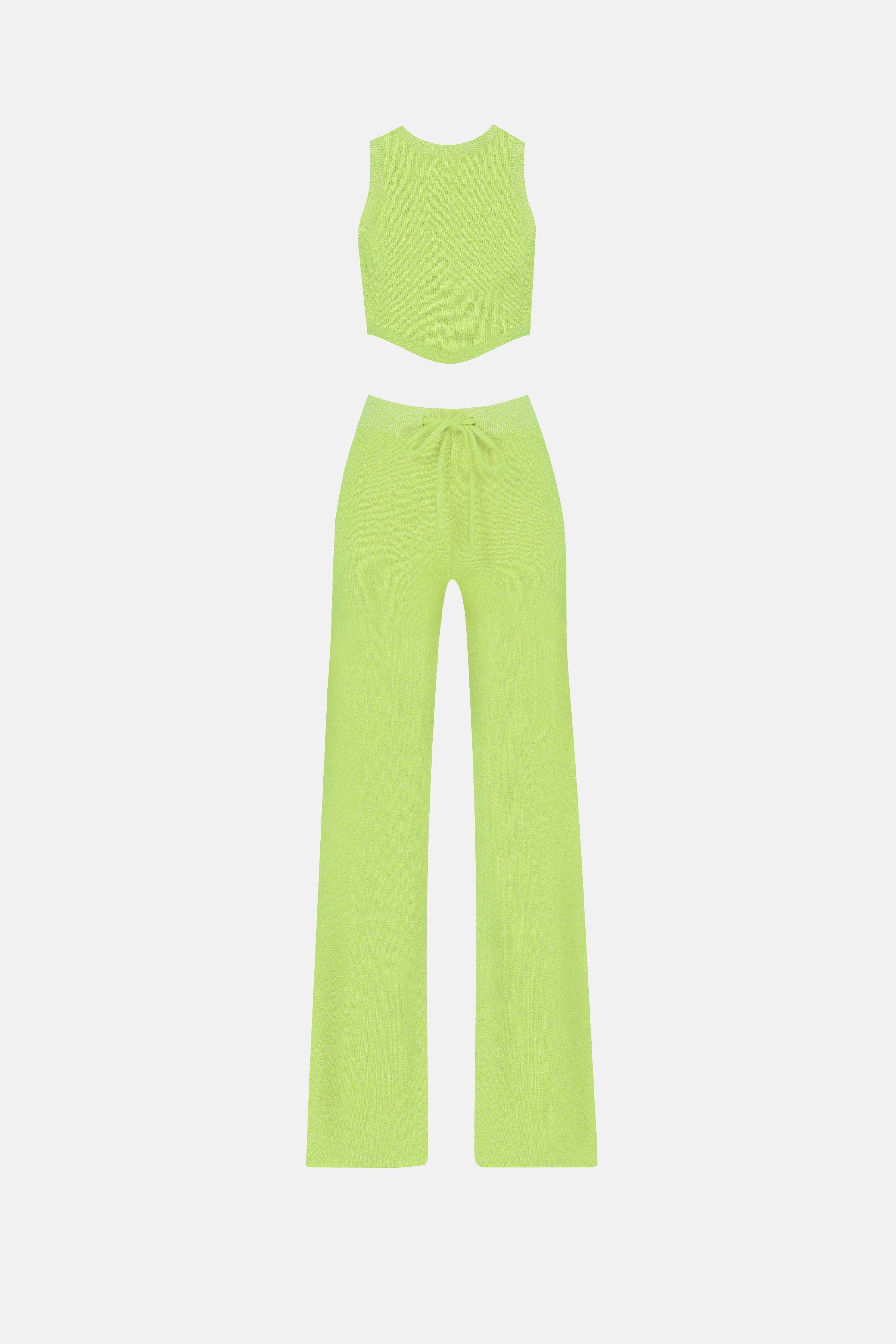 Naia-Bliss Triko Pantolon / Fosforlu Yeşil-Pantolon-6-Milagron.com