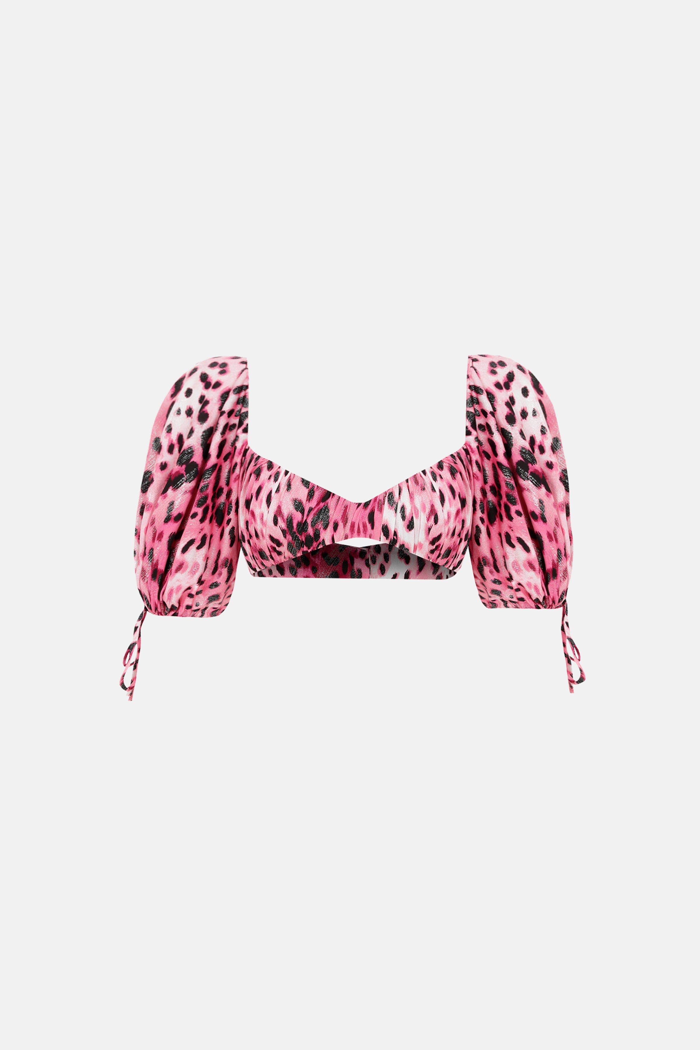 Naia-Bonita Crop Top / Pembe Orman Desenli-Crop Top-4-Milagron.com