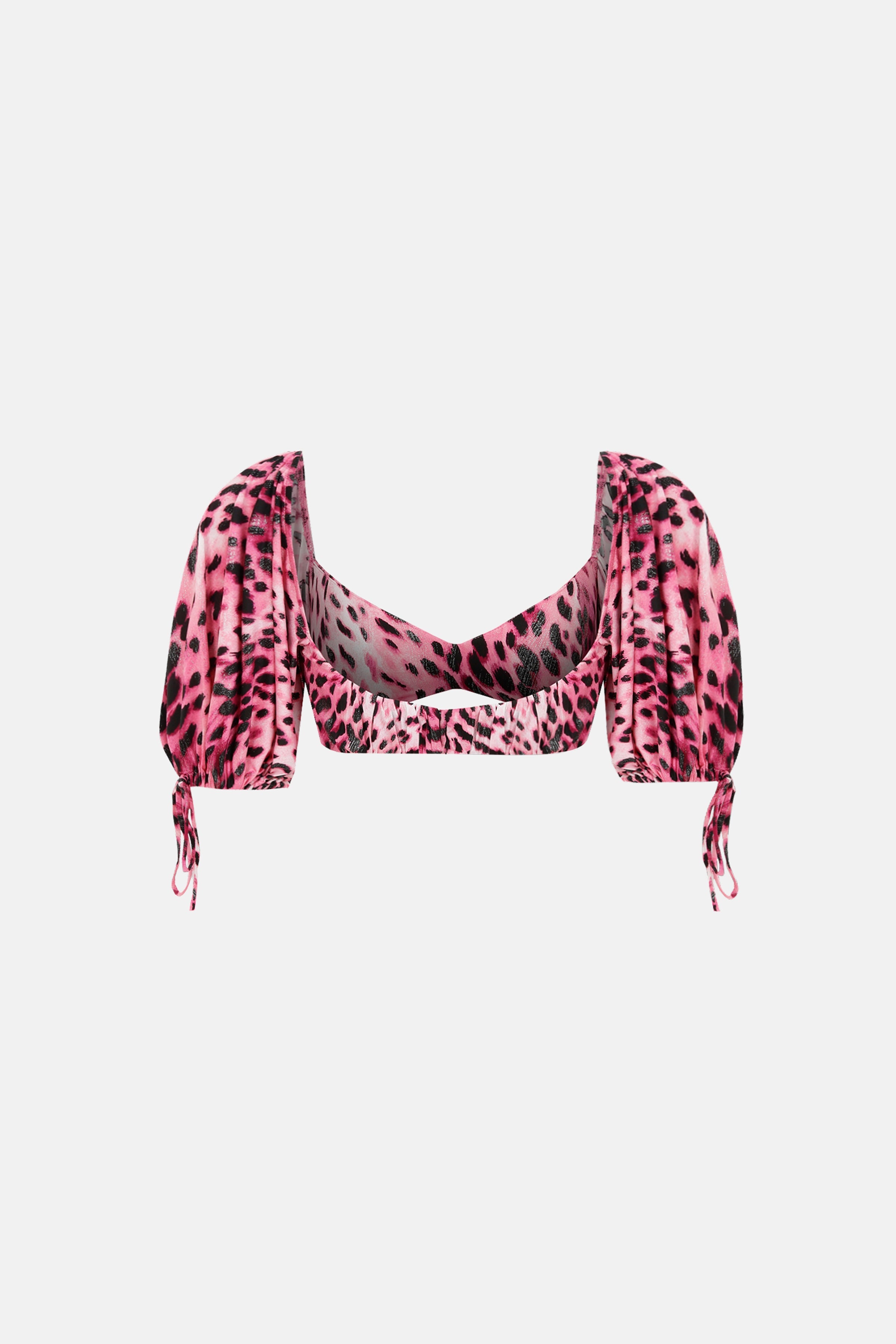 Naia-Bonita Crop Top / Pembe Orman Desenli-Crop Top-5-Milagron.com