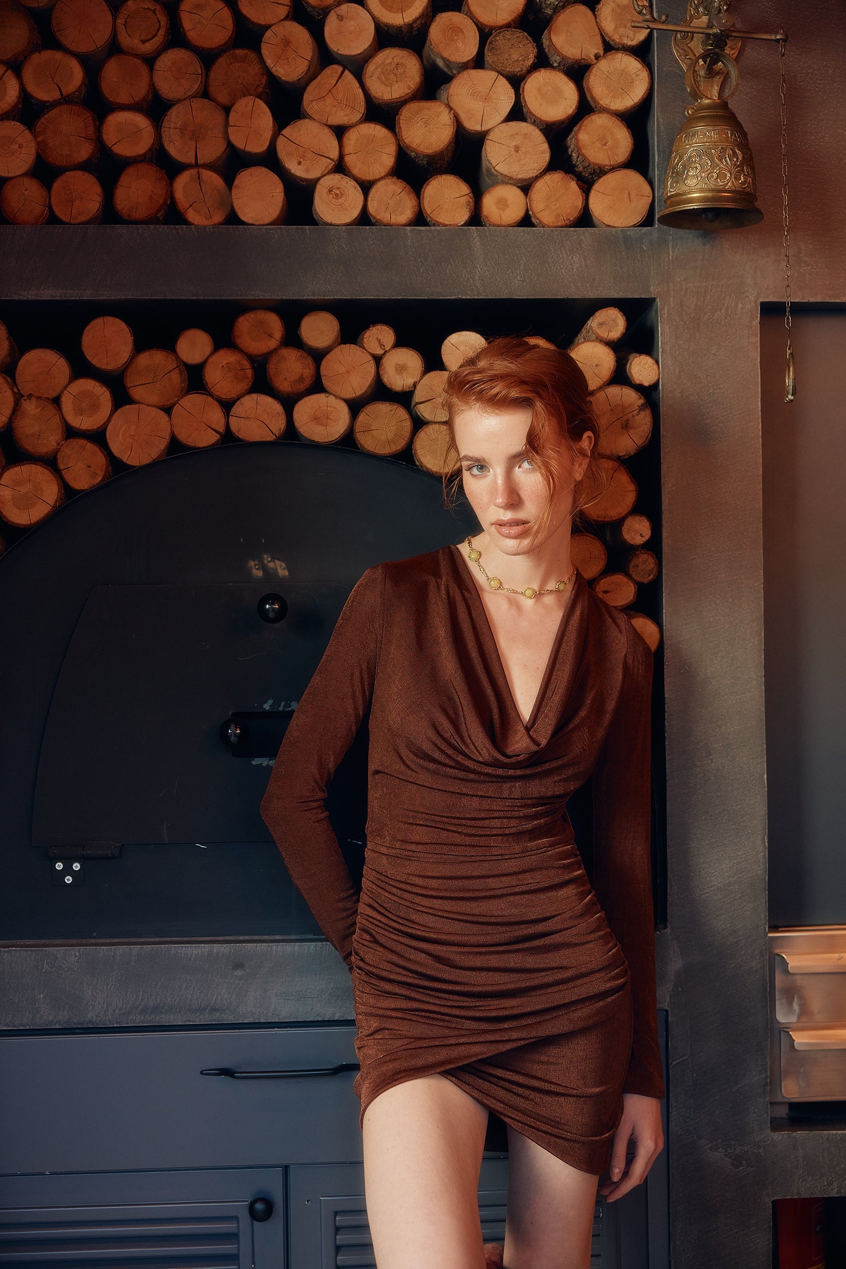 Naia-Dear Degaje Elbise / Kahverengi-Elbise-1-Milagron.com