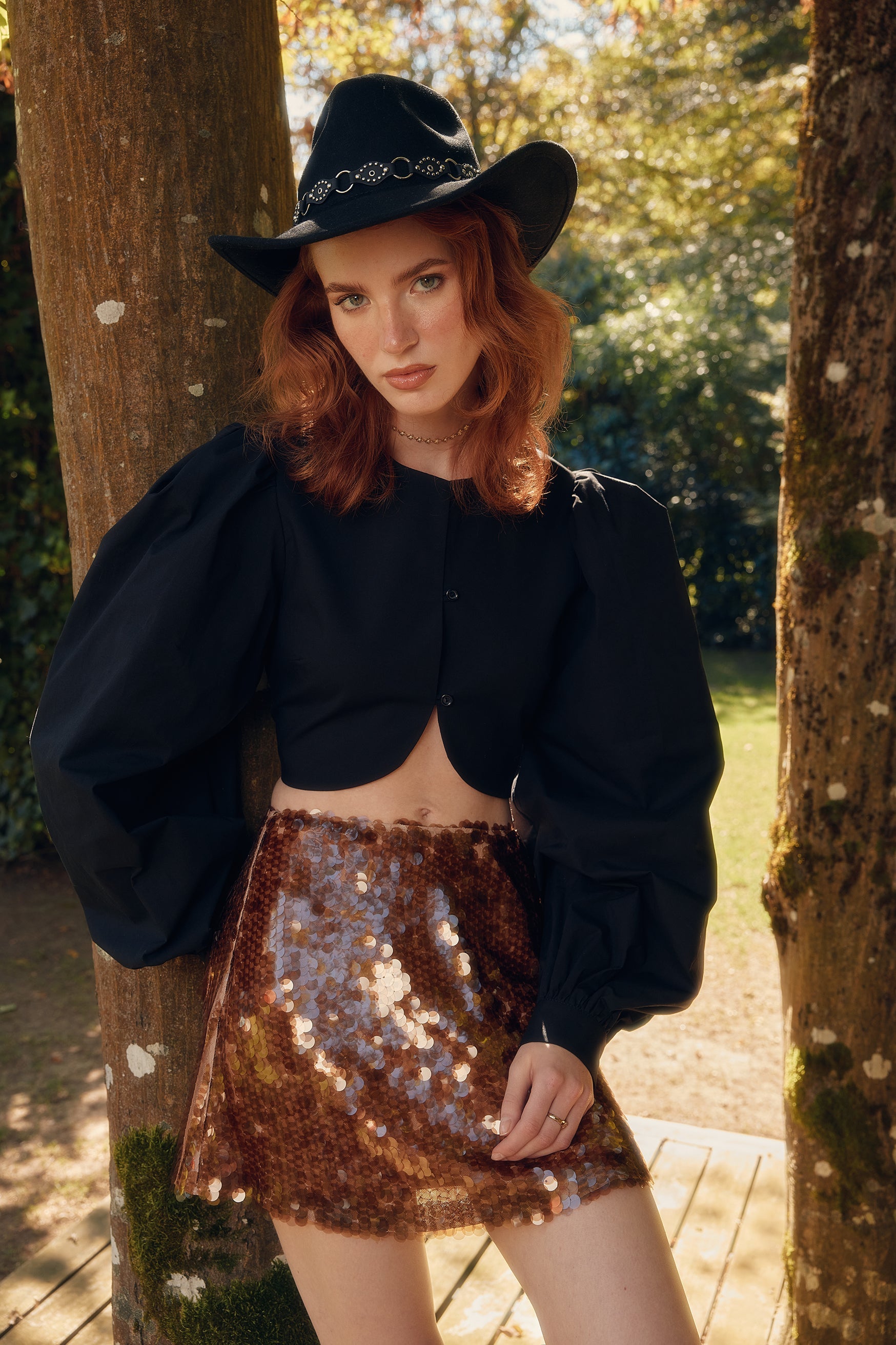 Naia-Dream Maker Etek / Kahverengi Payetli̇-Etek-3-Milagron.com