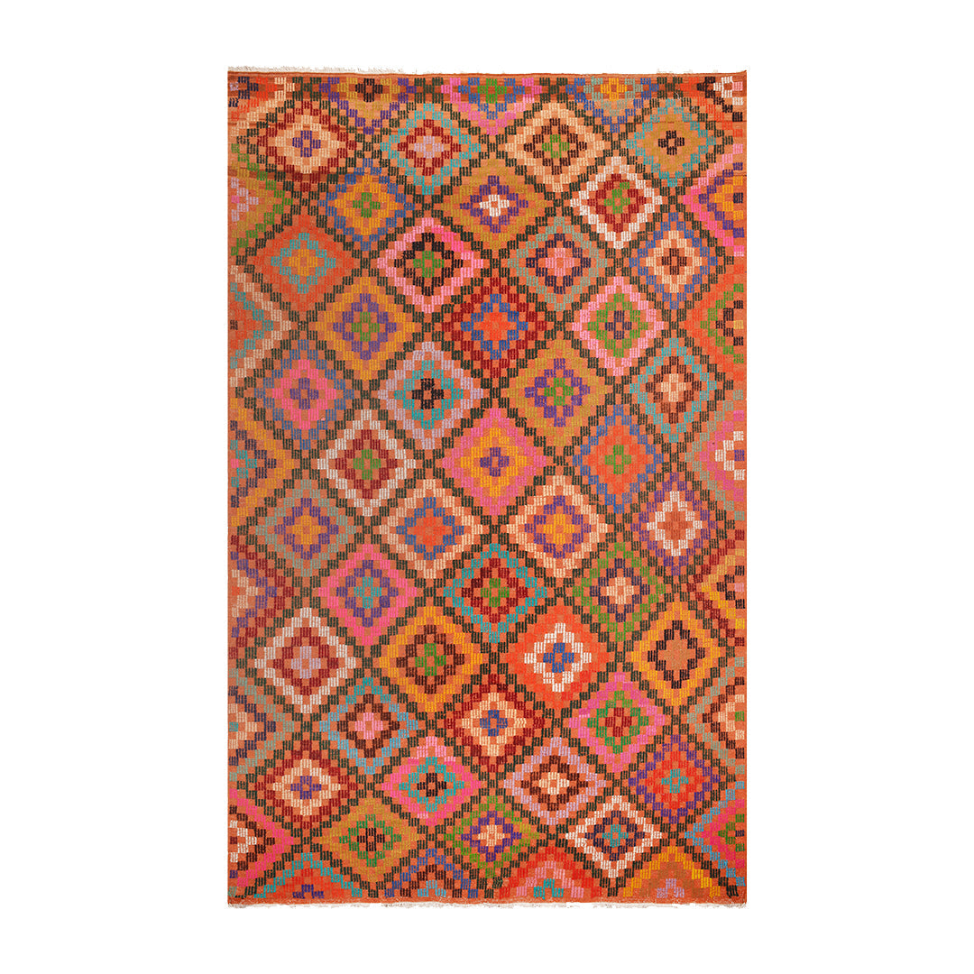 Naia Home-Cave Of Wonders Etnik Kilim / Turuncu Baklava Desenli-Kilim-1-Milagron.com