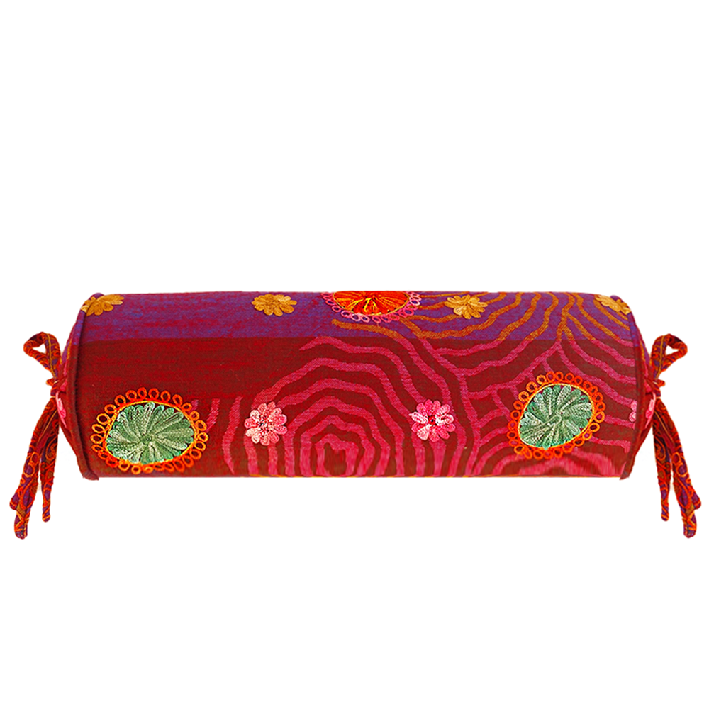 Naia Home-Chloris Silindir Yastık / Bordo Biyeli-Yastık-1-Milagron.com