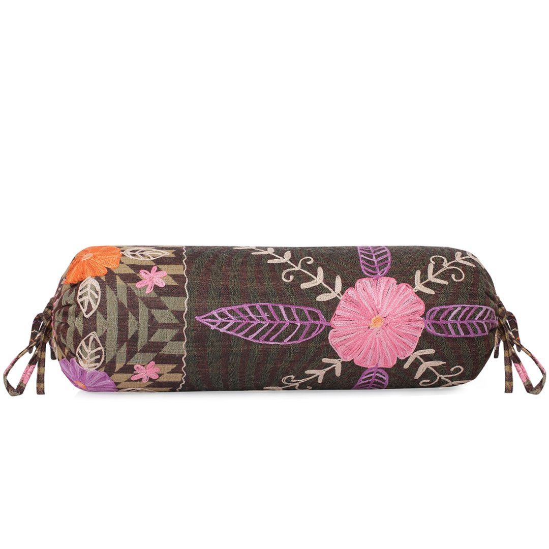 Naia Home-Chloris Silindir Yastık / Pembe Çiçekli-Yastık-1-Milagron.com