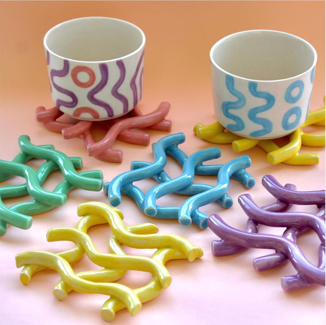 Naia Home-'Curly' Seramik Bardak Altlığı-Bardak Altlığı-8-Milagron.com